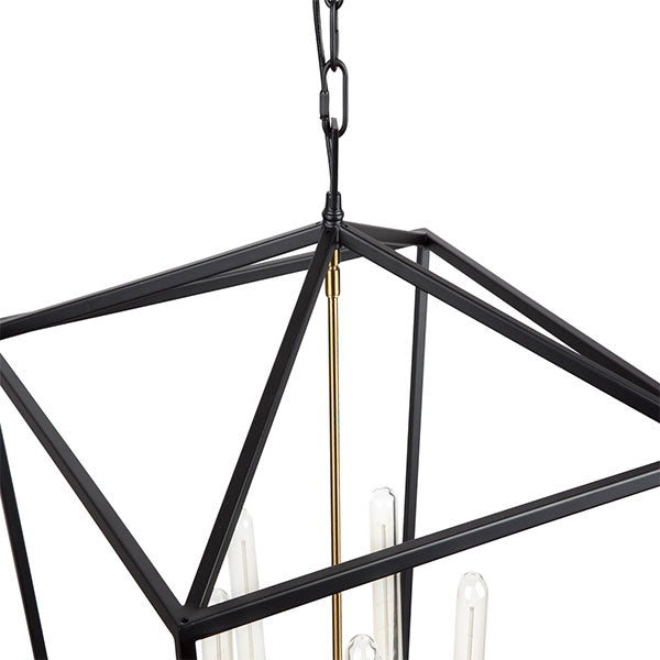 Black Café Lighting Le Mans ES 5-Light Pendant - Modern Industrial Chandelier for Kitchen, Dining Room & Restaurant Decor