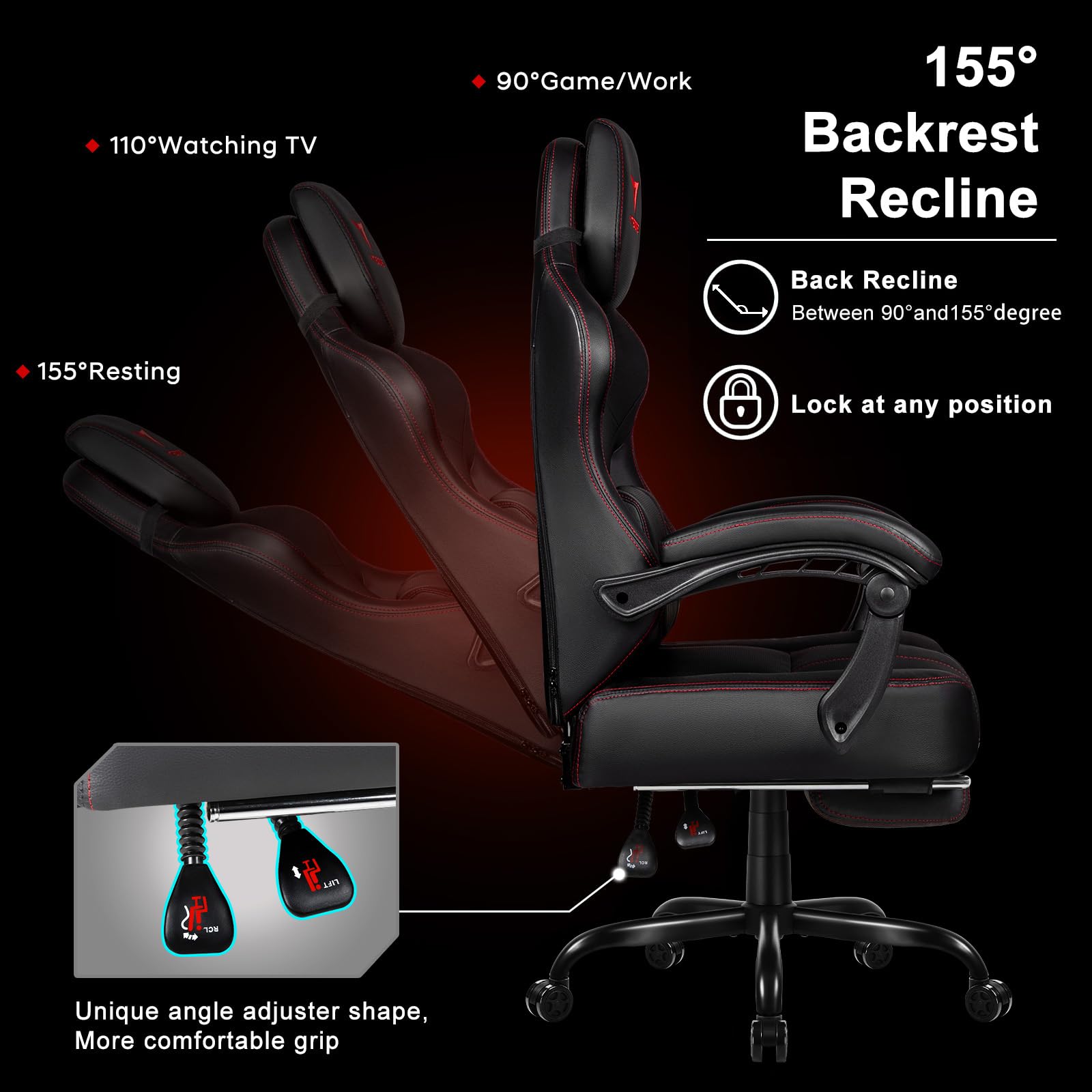 VITESSE Big and Tall Gaming Chair - 400lb Weight Capacity Ergonomic Office Chair with Adjustable Footrest, Oversized Headrest & Lumbar Support - Heavy Duty Computer Gaming Chair for Adults - Perfect for Home Office, Streaming & Esports Gaming