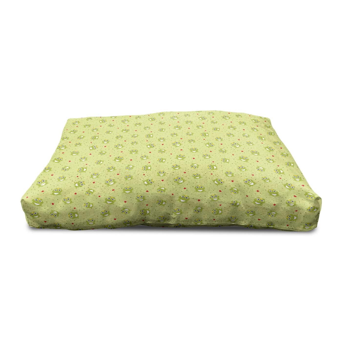 Lunarable Wooden Dog House with Funny Frog Design - Indoor & Outdoor Portable Pet Kennel with Pillow & Cover - X-Large Pale Green Vermilion - Perfect for Backyard, Patio or Living Room Pet Shelter