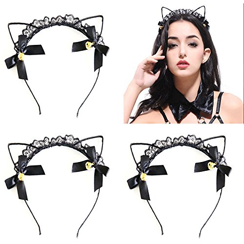 Sexy Lace Cat Ears Headband for Women - Fashionable Hair Accessory (Black) | Perfect for Cosplay, Halloween Costumes & Cute Outfits