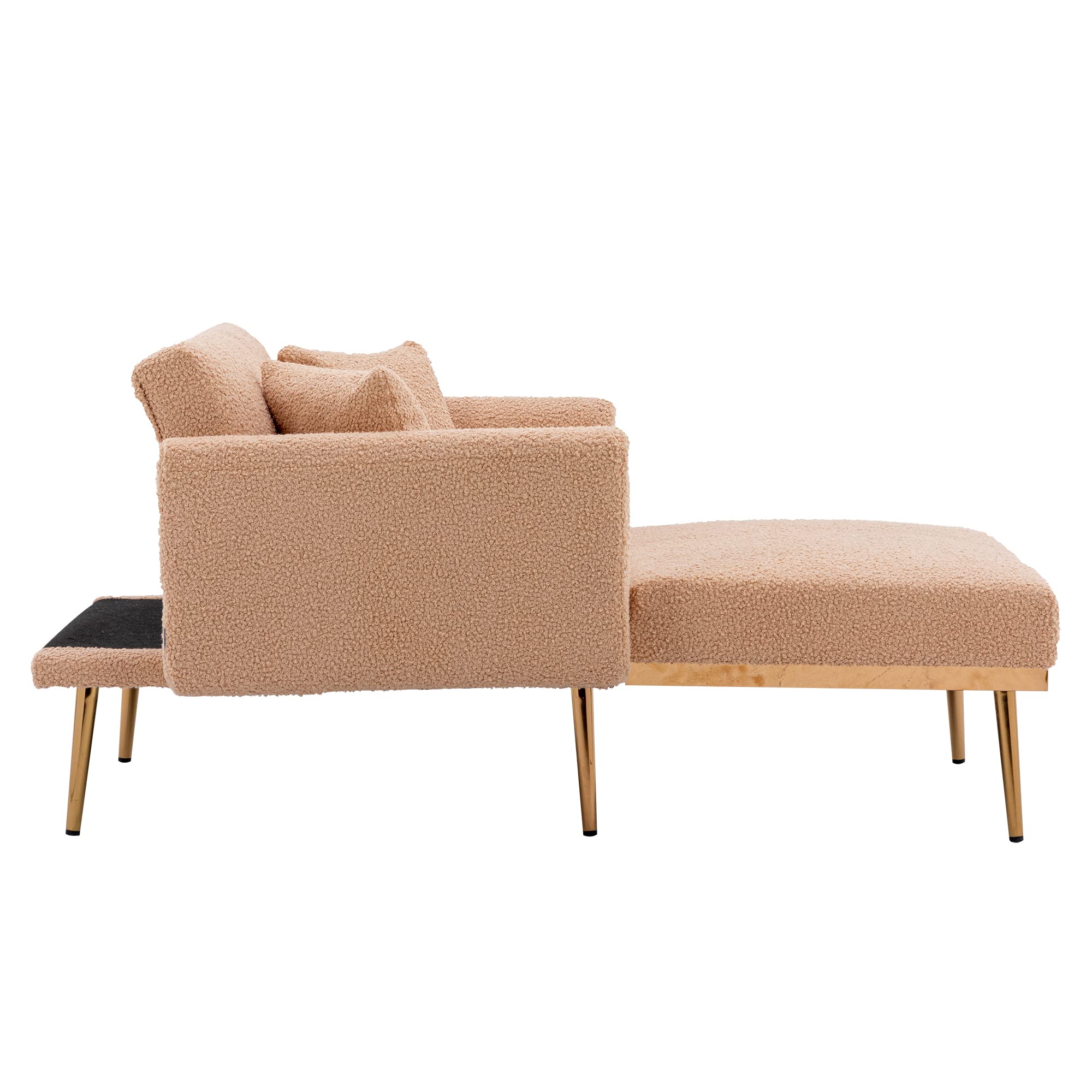 3-in-1 Convertible Futon Chair Bed with Ottoman - Modern Recliner Chaise Lounge & Sleeper Sofa for Living Room, Bedroom & Reading Nook - Includes 2 Pillows (Camel Teddy Boucle Fabric) - Perfect for Small Spaces, Guest Rooms & Apartments