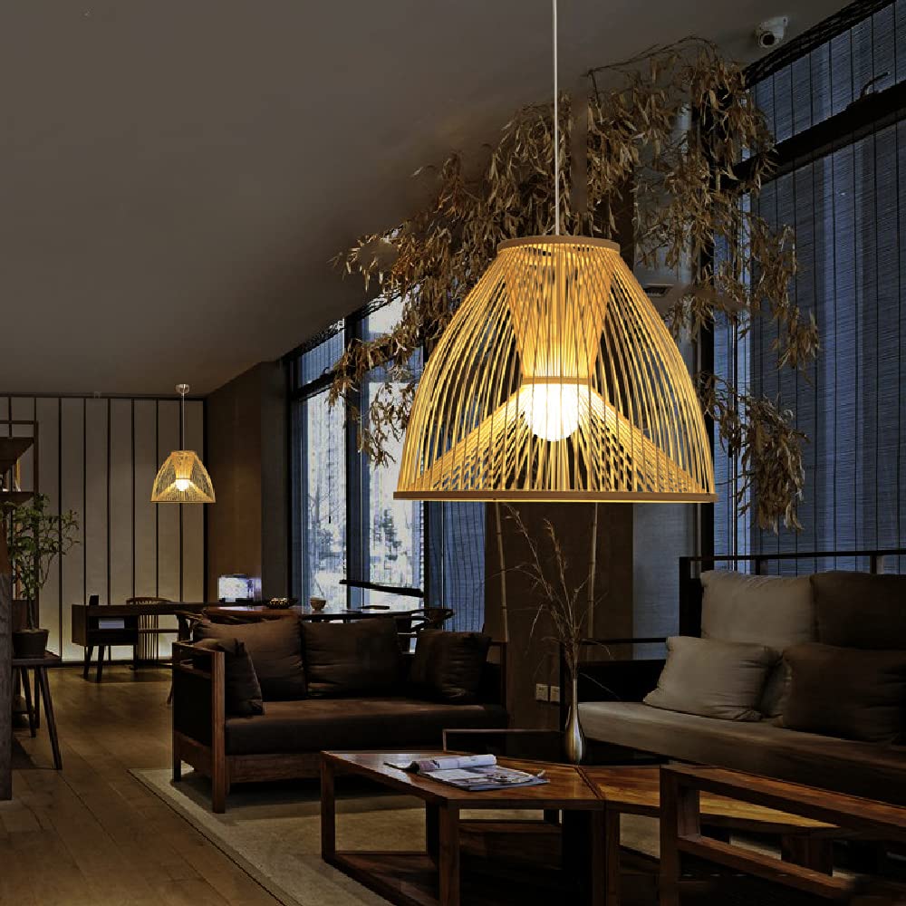 Modern LED Chandelier Lamp - 3-Layer Woven Bamboo Birdcage Pendant Light with Rattan Design, Energy-Efficient Ceiling Fixture for Living Room, Bedroom & Study | Perfect for Boho, Farmhouse & Coastal Home Decor