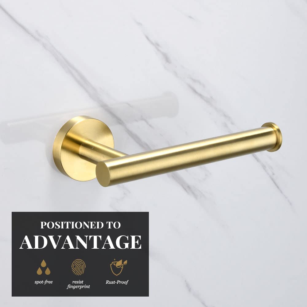 Brushed Gold Toilet Paper Holder - Modern Square Stainless Steel Wall Mount Bathroom Tissue Roll Holder (5.51 Inch) - Perfect for Contemporary Homes, Luxury Hotels & Spa Bathrooms