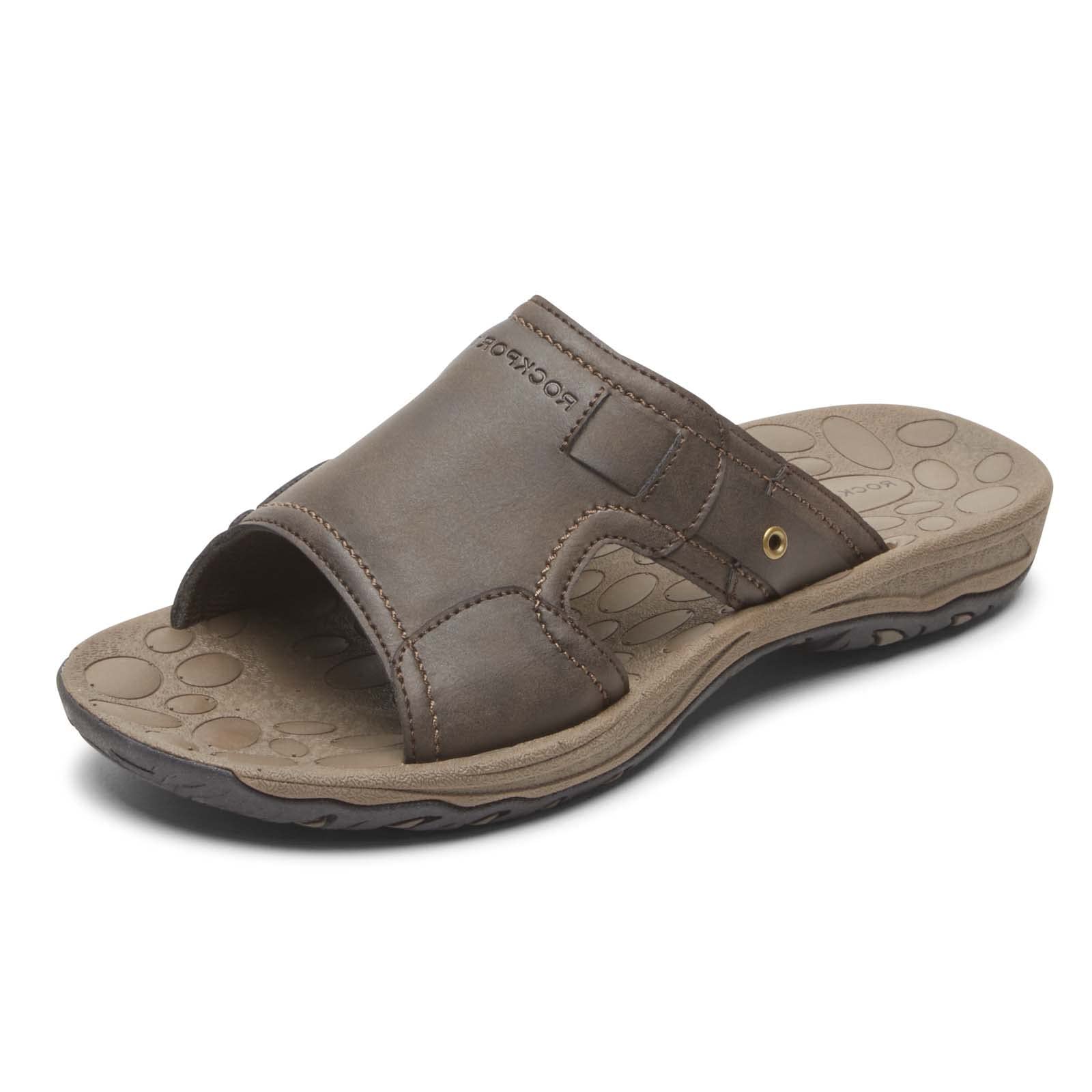 Rockport Men's Hayes Slide Sandal - Comfortable Casual Sandals for Men with Arch Support - Perfect for Beach, Pool, and Summer Outdoor Activities