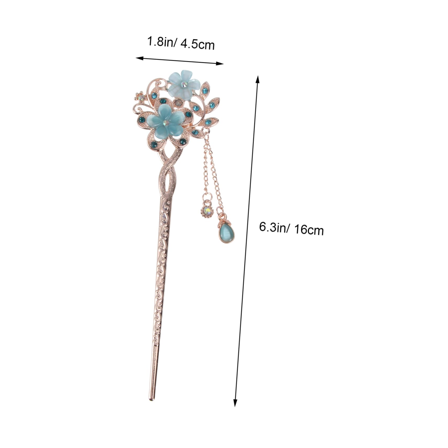POPETPOP 3-Piece Chinese Hair Sticks Set - Metallic Hair Clips for Women, Japanese Hair Accessories with Tassel & Flower Design - Crystal Hair Pins for Buns, Bridal & Folk Style - Perfect for Weddings, Cosplay & Traditional Hairstyles