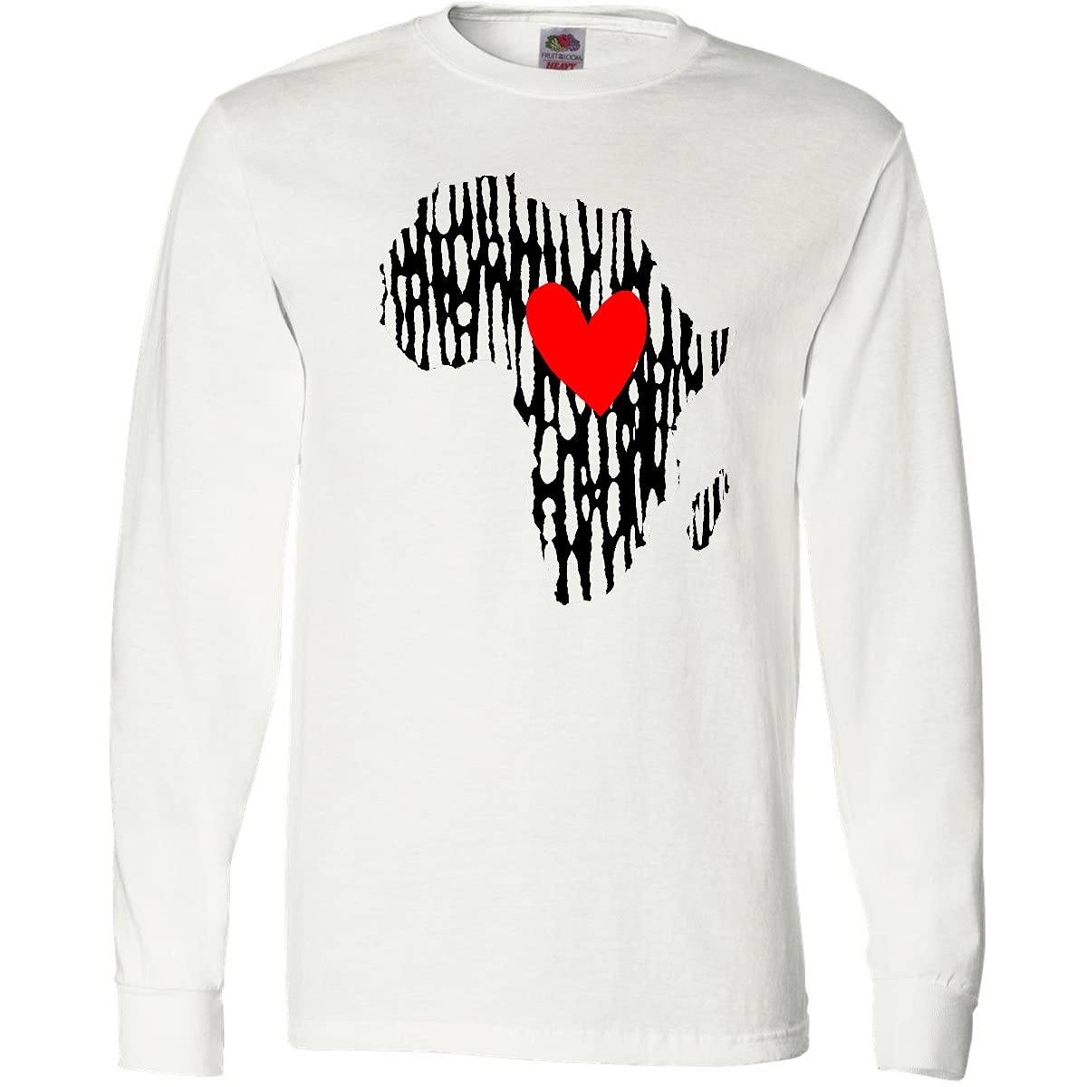 Inktastic Black History Month African Heart Print Long Sleeve T-Shirt - Celebrate Heritage with Stylish Casual Wear for Men & Women