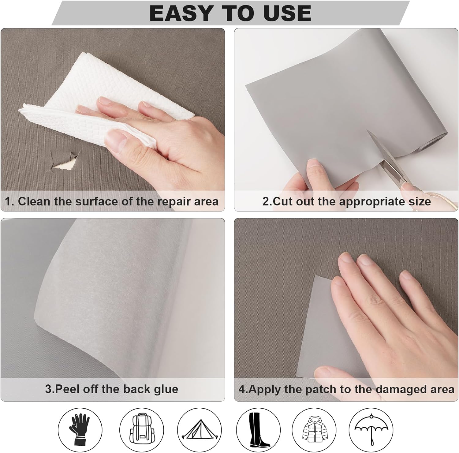 OAZ 3.9 x 63 Inch Self-Adhesive Nylon Repair Patches - Waterproof, Lightweight Fabric Patch Kit for Clothing, Down Jackets, Tents & Bags (Army Green) | Perfect for Outdoor Gear Repair, Camping Essentials & Emergency Clothing Fixes