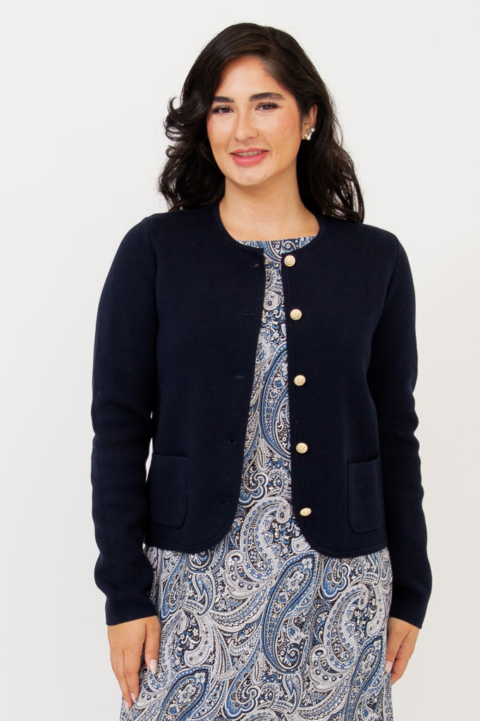 Amira Navy Blue Cotton Sweater for Women - Cozy & Comfortable Pullover for Casual Wear, Office, and Fall Outfits