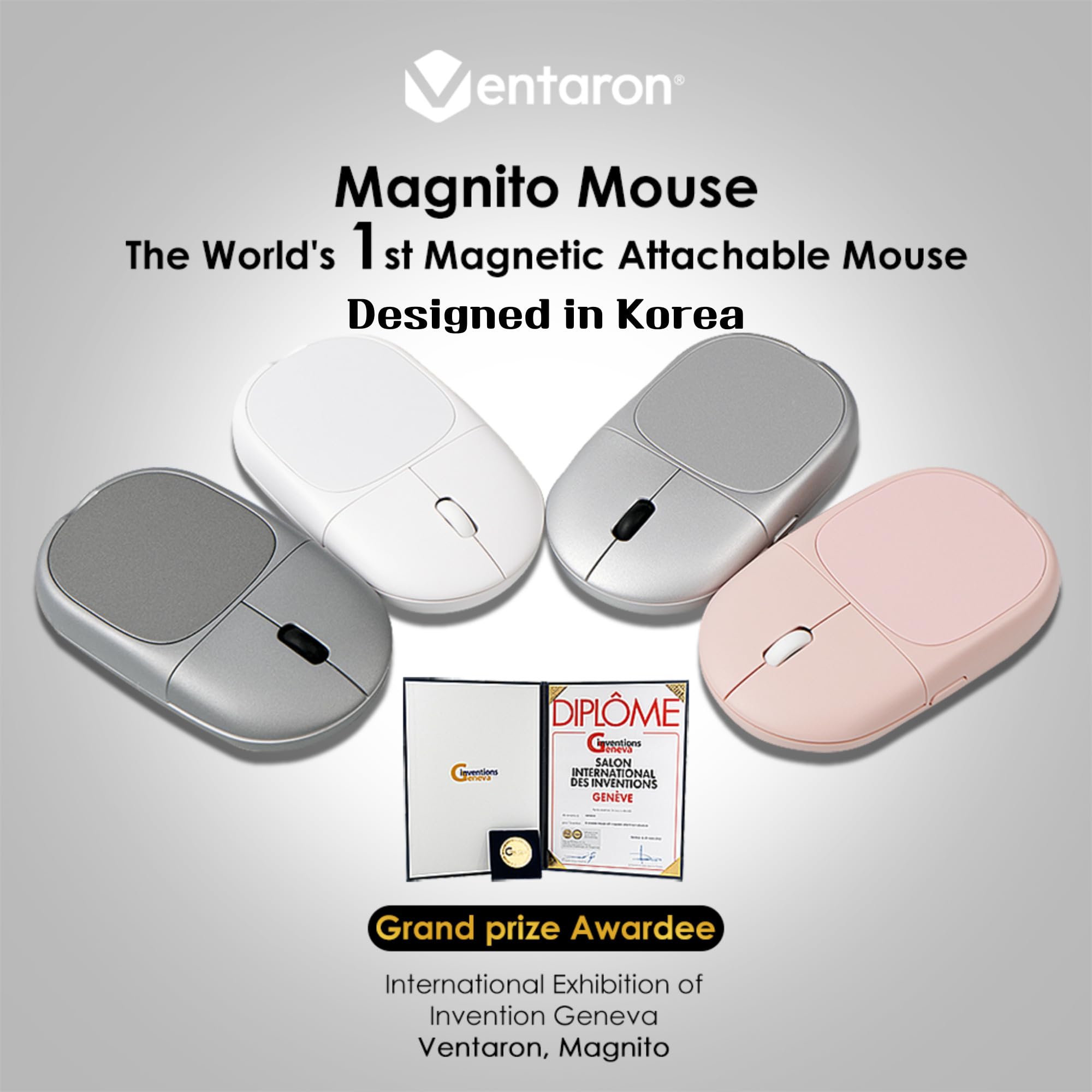 Magneto Wireless Mouse - Compact Bluetooth Mouse for MacBook, iPad, Laptop | Magnetic Attachment, Silent Clicks | Compatible with Windows, Mac, Linux, Chrome OS | Perfect for Travel, Office & Home Use (Silver)