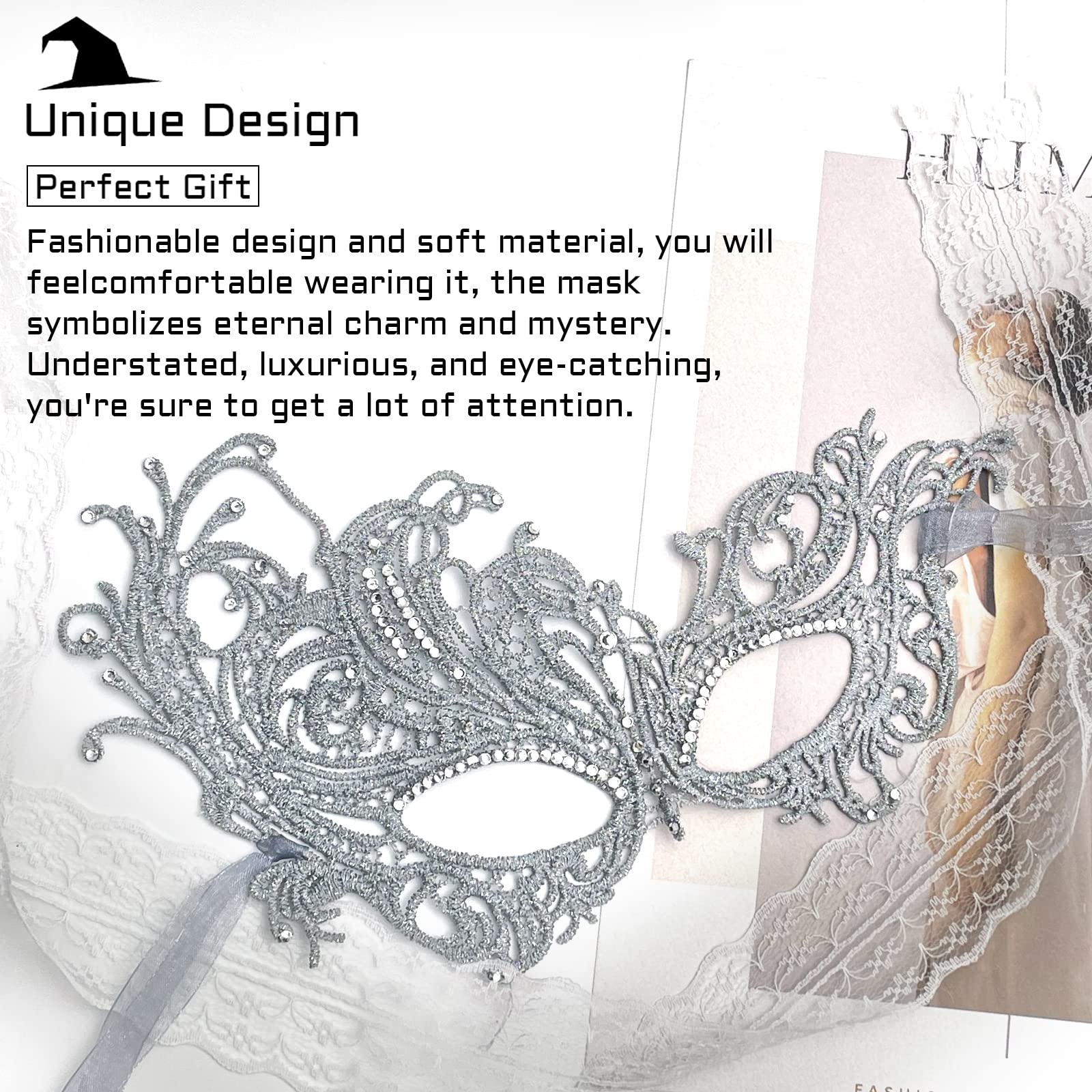 Lace Masquerade Mask for Women - Venetian Party & Halloween Costume
