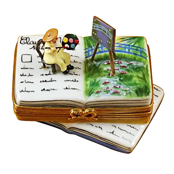 Monet Book Limoges - Hand-Painted French Porcelain Trinket Box | Perfect for Jewelry Storage, Gift Giving & Home Decor