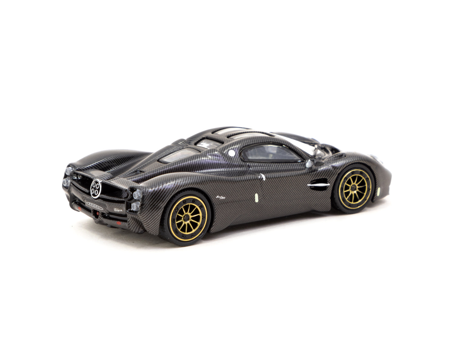 Tarmac Works 1/64 Pagani Utopia Black Carbon Fiber Diecast Model Car - Premium Collectible for Car Enthusiasts & Display - Perfect for Home, Office, or Gift Giving