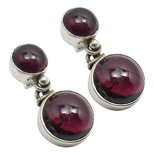 925 Sterling Silver Garnet January Birthstone Stud Earrings 0.9