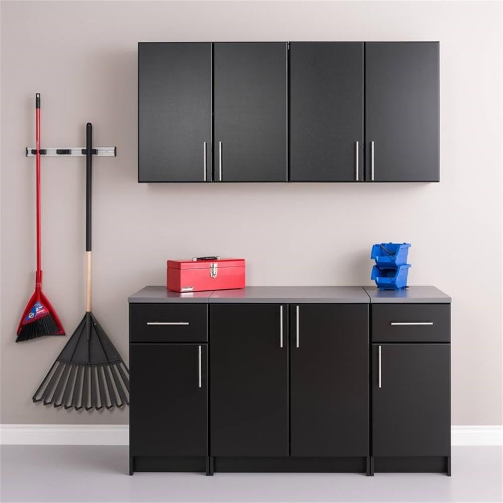 Home Square 2-Piece Black Wood Wall Cabinet Set - Perfect for Kitchen, Bathroom & Living Room Storage & Organization