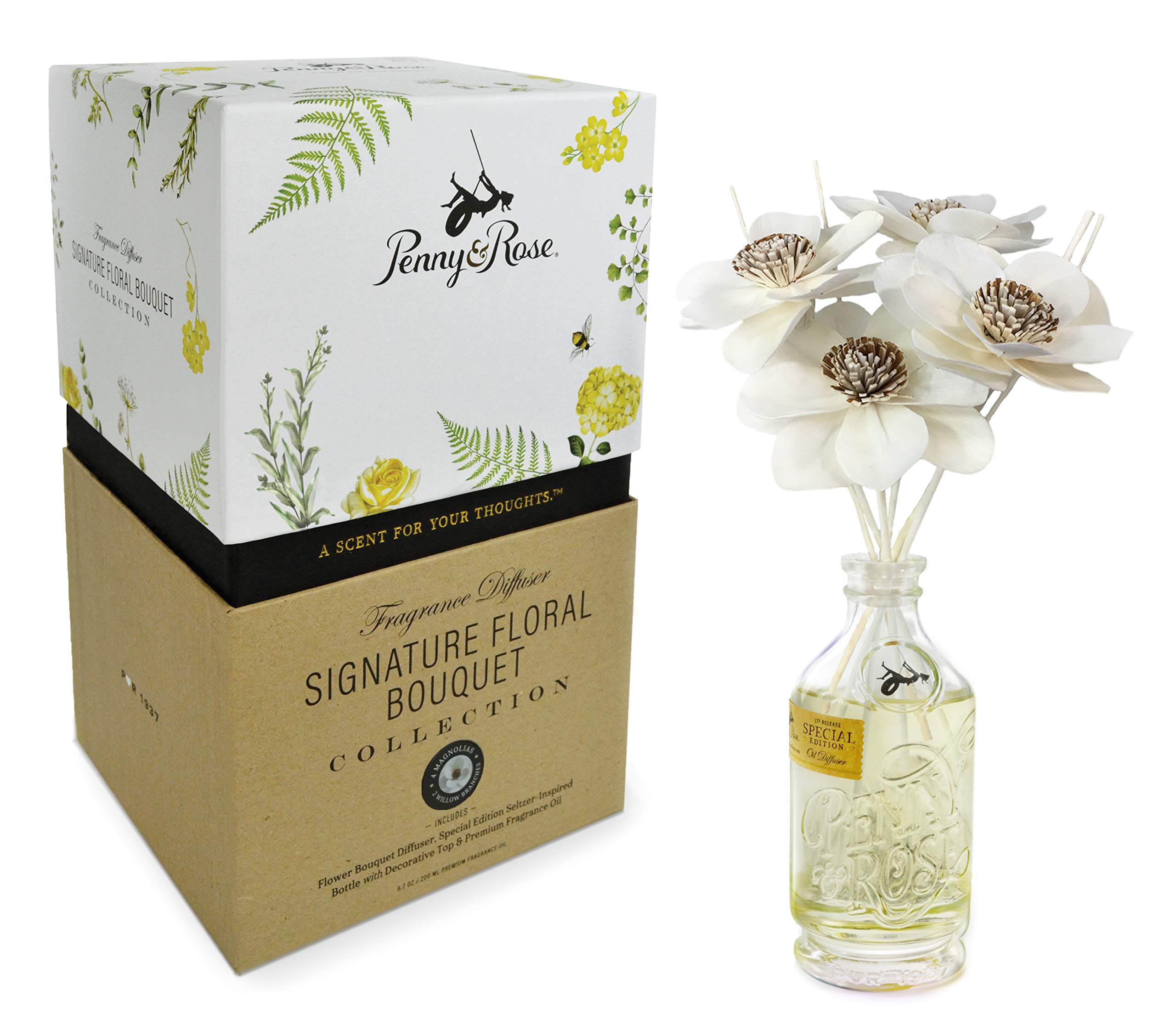 Penny & Rose Magnolia Aromatherapy Essential Oil Diffuser with Springhouse Watermelon Scent - Perfect for Home, Office, Yoga Studio & Spa Relaxation