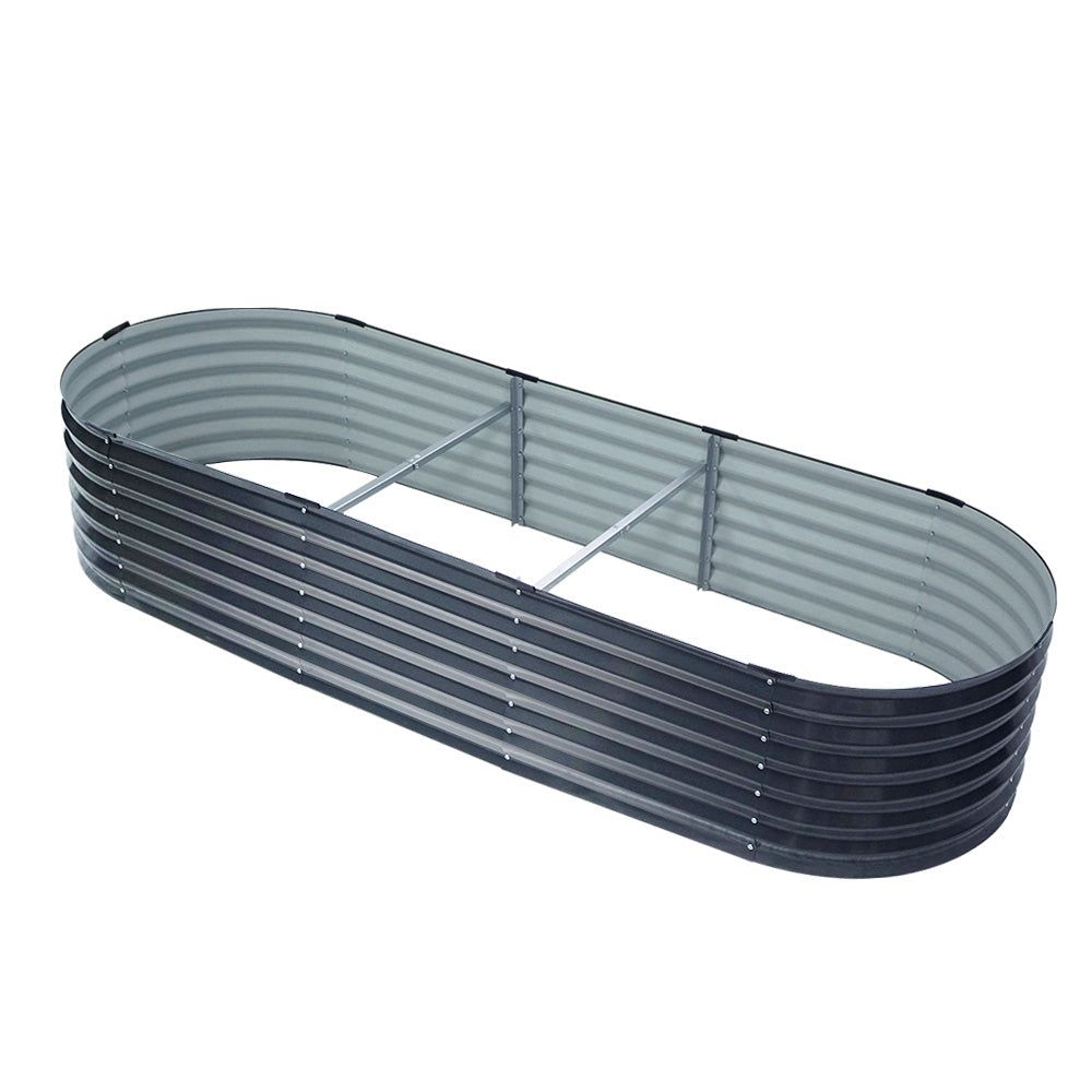 Greenfingers 240x80x42cm Oval Galvanized Raised Garden Bed Planter Box - Perfect for Outdoor Vegetable Gardening, Flower Beds & Patio Decor