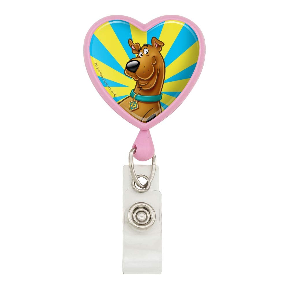 Scooby-Doo Heart Shaped Lanyard with Retractable Reel - Badge ID Card Holder for Work, School & Events - Fun Cartoon Character Accessory
