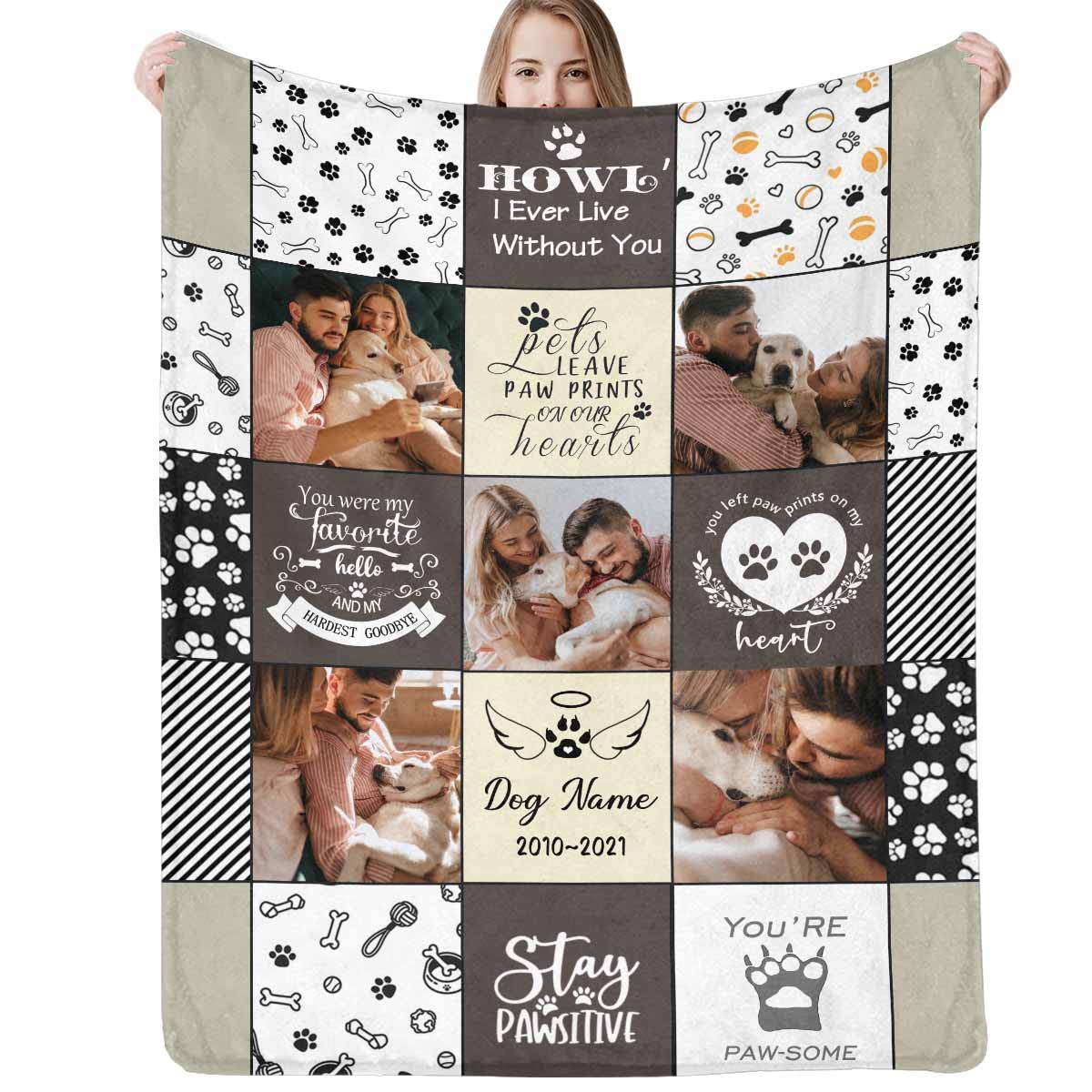 Personalized Memorial Blanket for Dogs & Cats - Custom Pet Loss Sympathy Gift with Photo & Name - Comforting Bereavement Blanket for Grieving Pet Owners - Perfect for Memorials, Funerals & Healing After Pet Loss