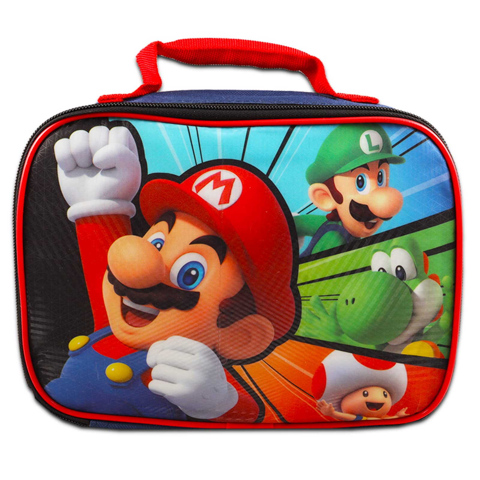 Super Mario Backpack and Lunch Box Set for Kids - Official Mario Themed School Bundle with Insulated Lunch Bag, Water Bottle & Stickers | Perfect for School, Travel, and Nintendo Fans