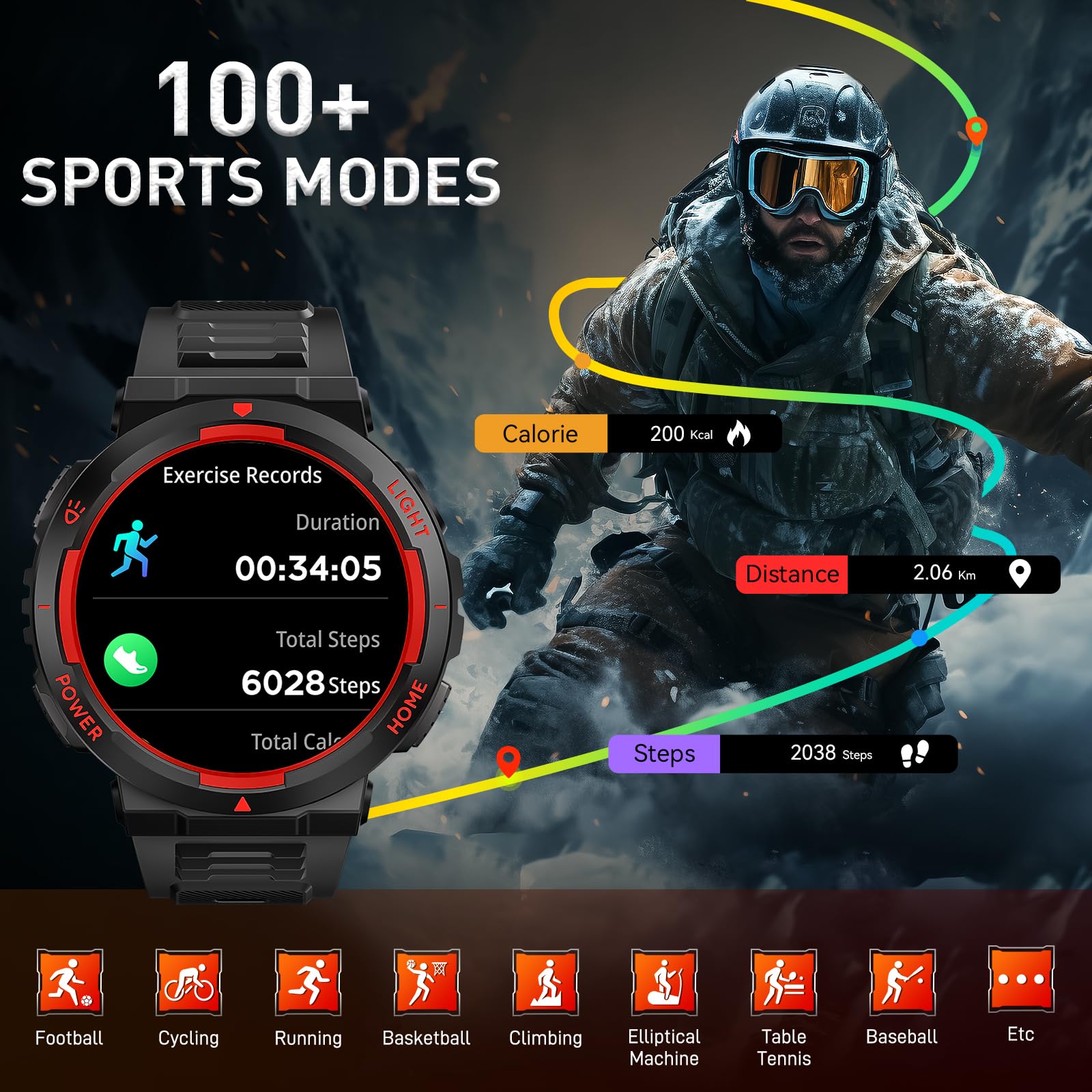 Military Smart Watch for Men - Call & Fitness Tracker for Outdoor Sports & Health Monitoring - iPhone/Android Compatible