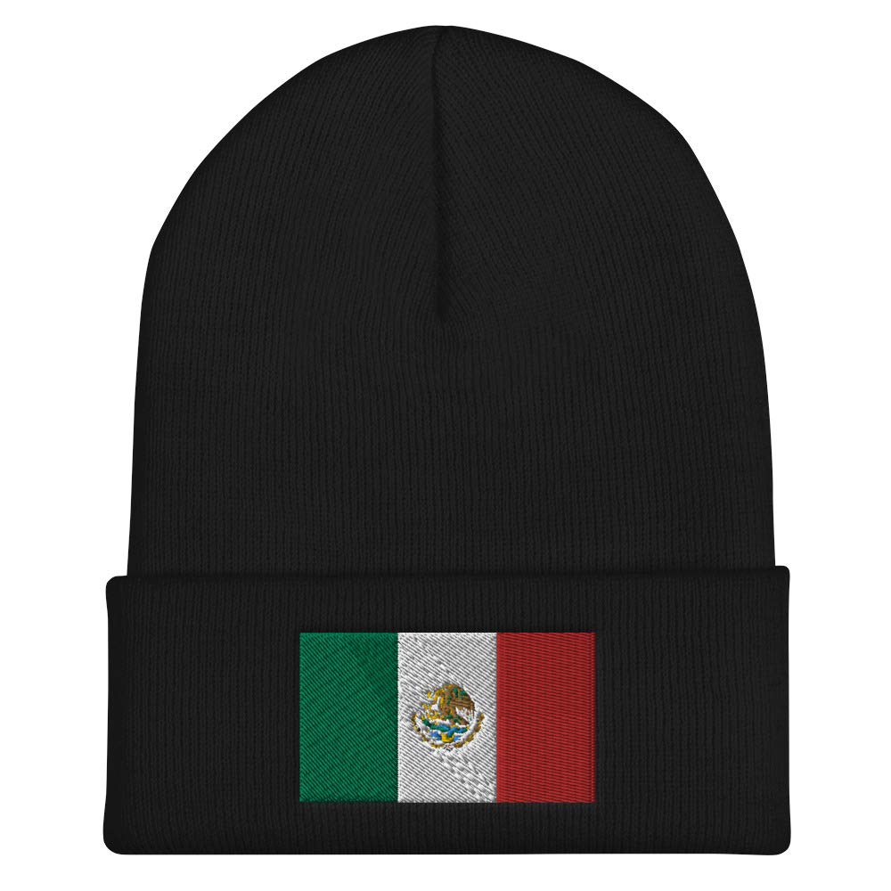 Mexico Official Flag Embroidered Cuffed Beanie - Patriotic Winter Hat for Outdoor Sports, Travel & National Pride