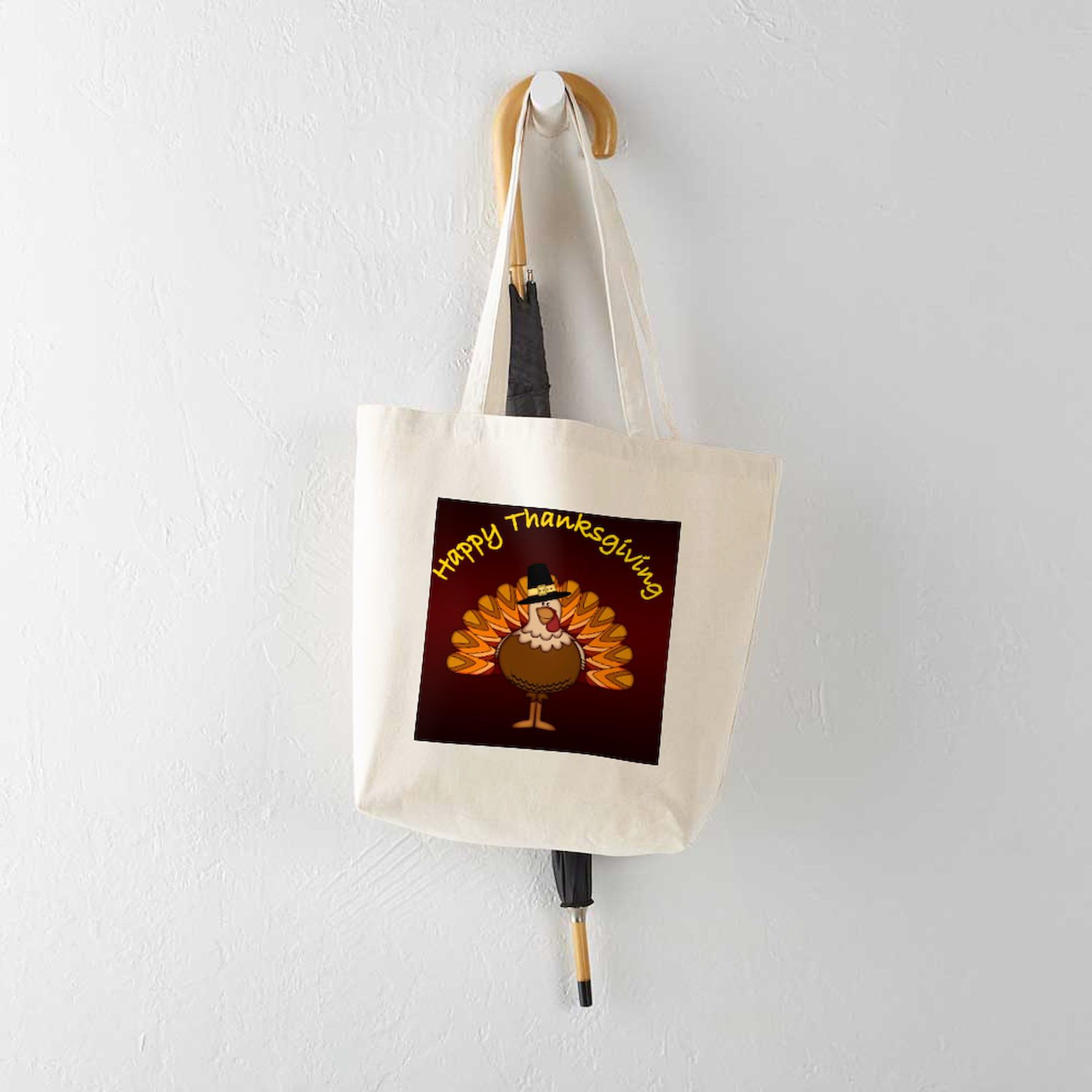 Happy Thanksgiving Tote Bag - Natural Canvas Reusable Shopping Bag for Groceries, Picnics & Holiday Gifts | Eco-Friendly Thanksgiving Gift Idea