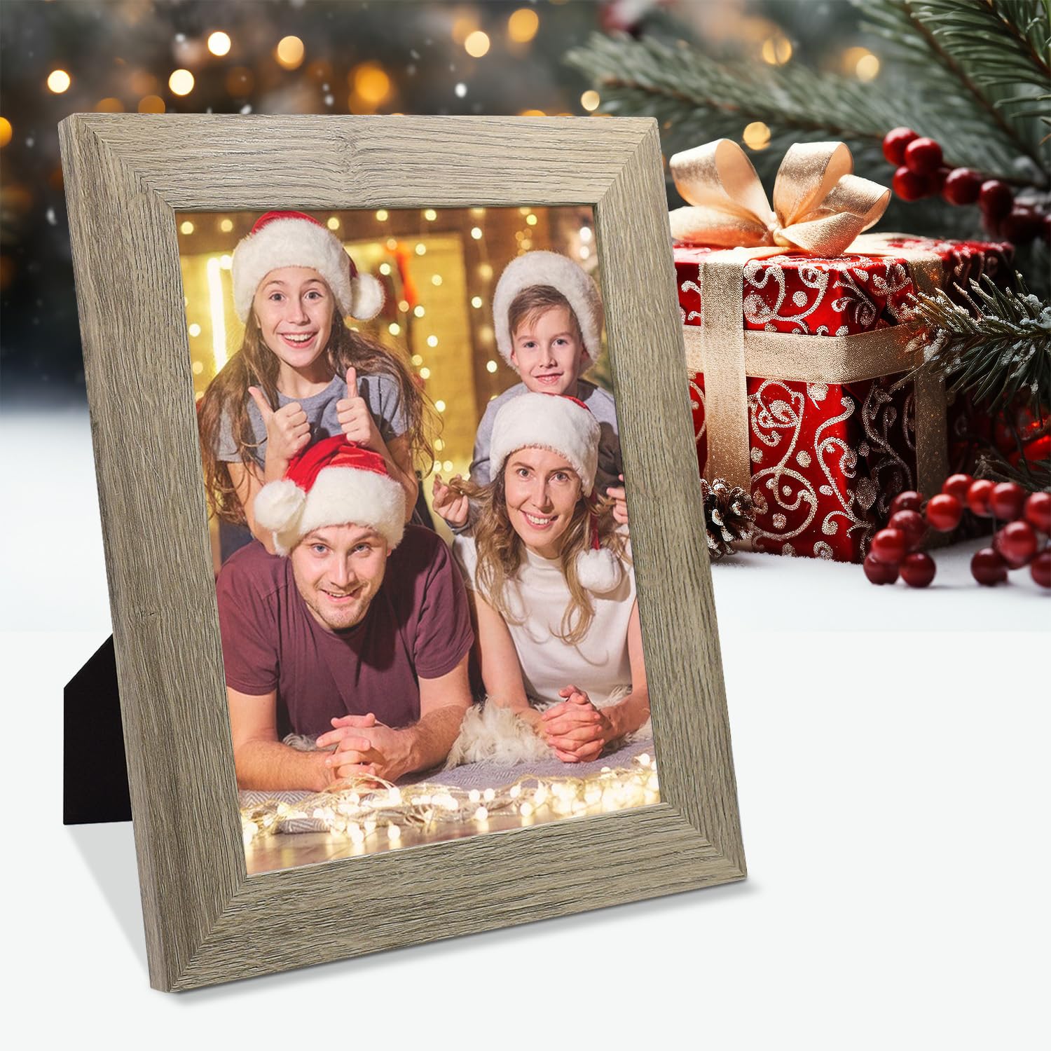Golden State Art 8x10 Picture Frame - Country Wood Grain Style - Tabletop or Wall Display - Perfect for Photos, Gifts, Wedding Portraits & Home Decor (2 Pack, Beige) | Ideal for Living Room, Bedroom, Office & Gallery Wall Displays