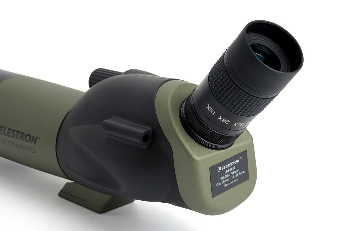 Ultima 18 55x65mm Angled Zoom Spotting Scope with Smartphone Adapter - High Power Magnification for Bird Watching, Hunting & Outdoor Adventures