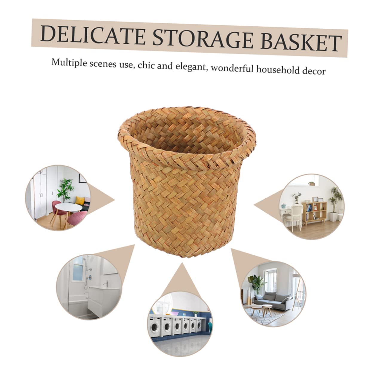 MagicLulu Wicker Waste Basket - Stylish Iron-Woven Trash Can for Bathroom, Laundry & Storage | Eco-Friendly Garbage Bin with Flowerpot Design | Perfect for Home, Office & Dorm Organization