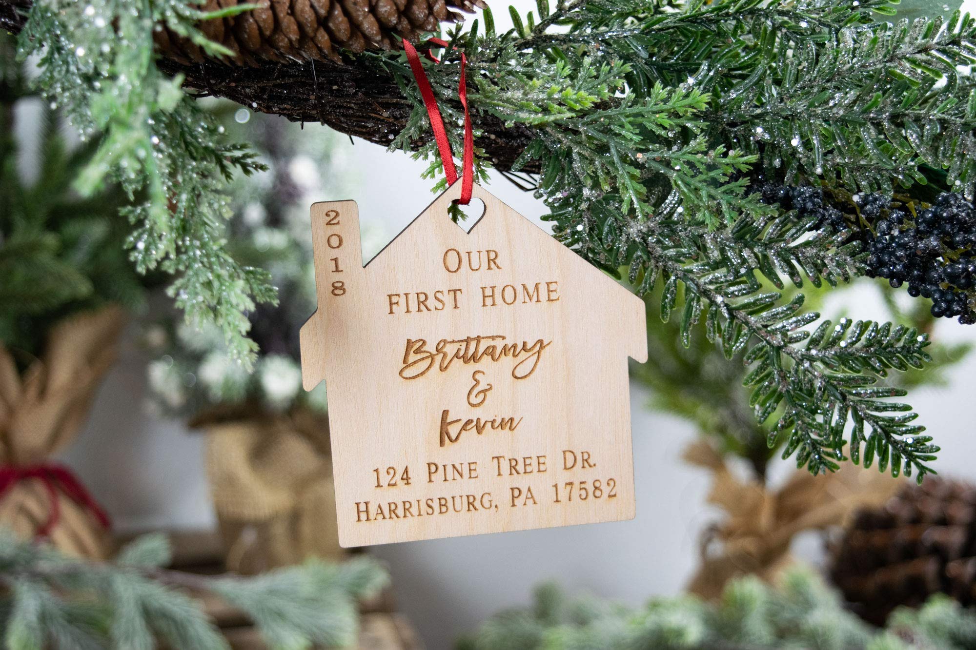 Personalized Our First Home Ornament - New House Gift for 2020, Real Estate Closing Gift, Custom Housewarming Present with Address - Perfect for New Homeowners & Housewarming Parties