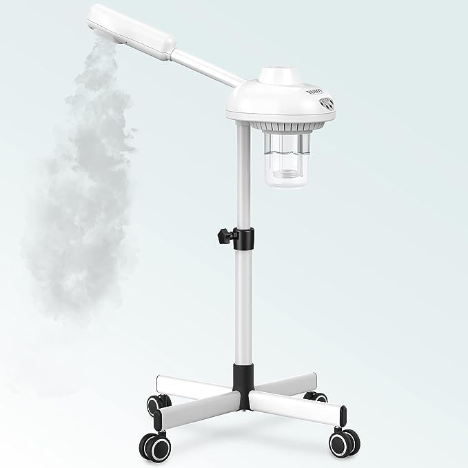 Geniusmeter® Professional Facial Steamer with Hot Mist & Ozone Technology - Home & Salon Use for Blackhead Removal, Skin Hydration & Anti-Aging | Perfect for Spa Days, Skincare Routines & Acne Treatment