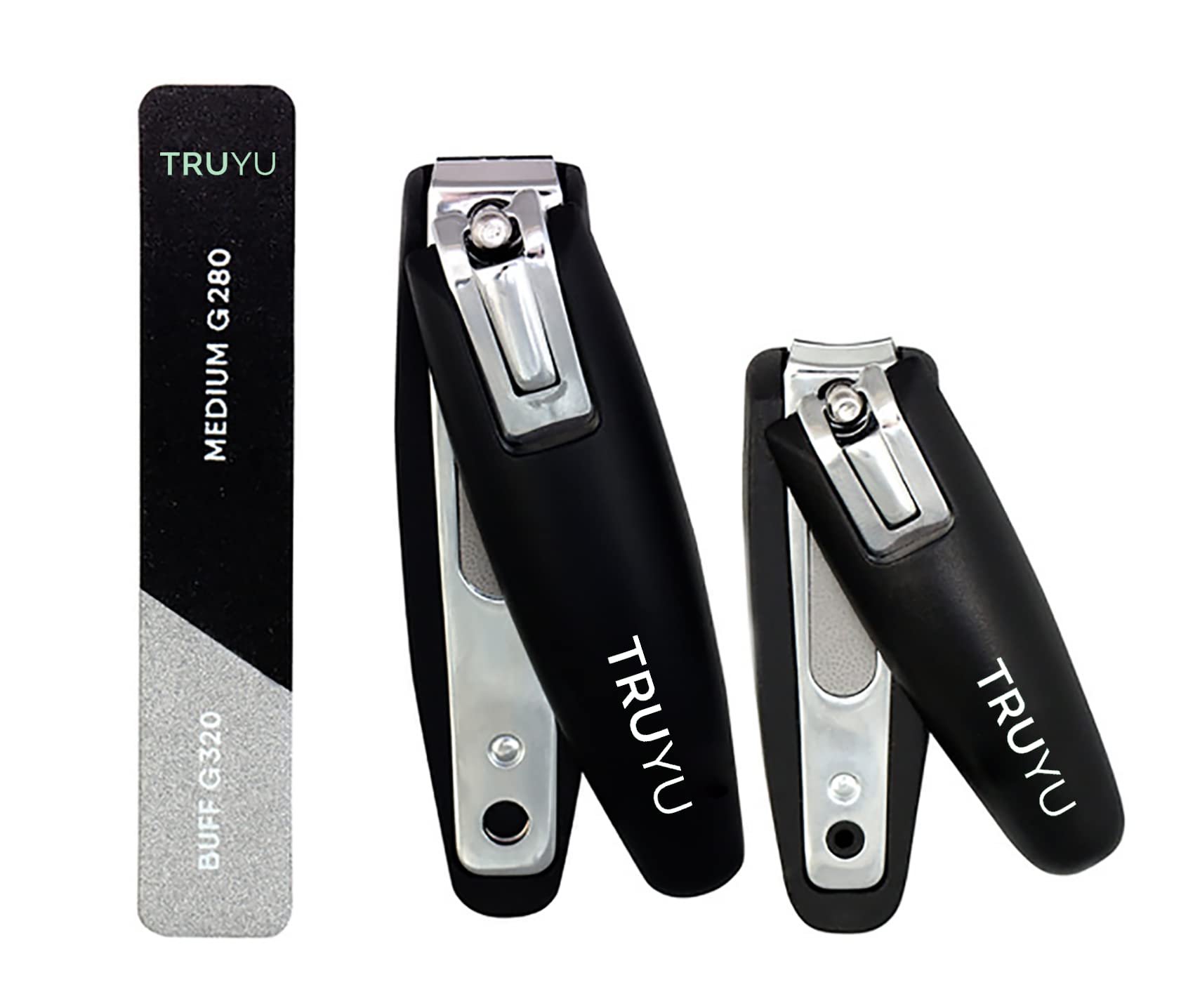 Truyu 3-Piece Professional Nail Manicure Set - Stainless Steel Nail Clippers, Toenail Clippers & Nail File - Perfect for Women's Natural & Acrylic Nails - Home, Travel & Salon Use