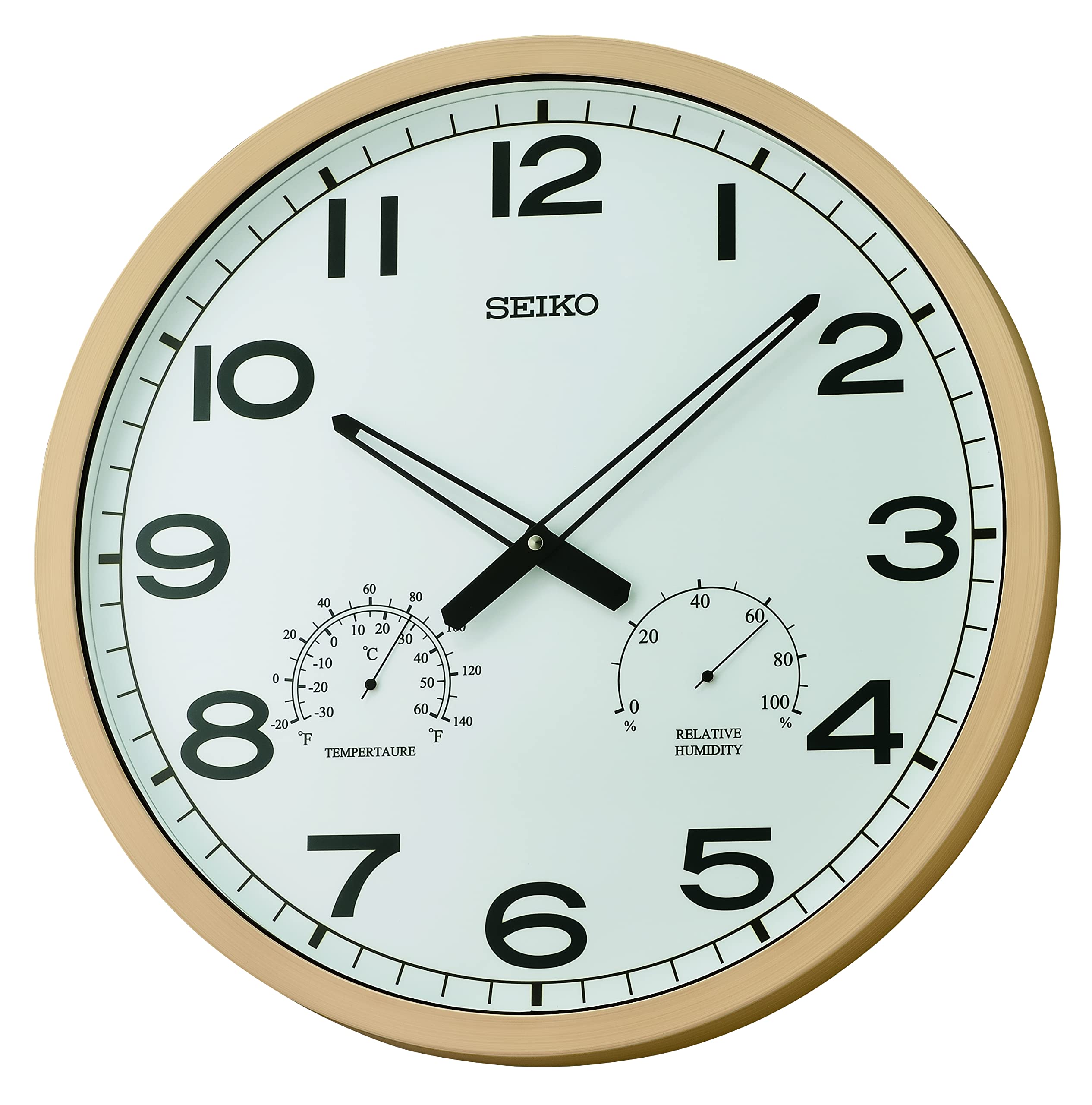Seiko 22 Inch Ondo Wall Clock - Large Modern Wooden Round Wall Clock with Silent Movement - Perfect for Living Room, Bedroom, Office & Home Decor