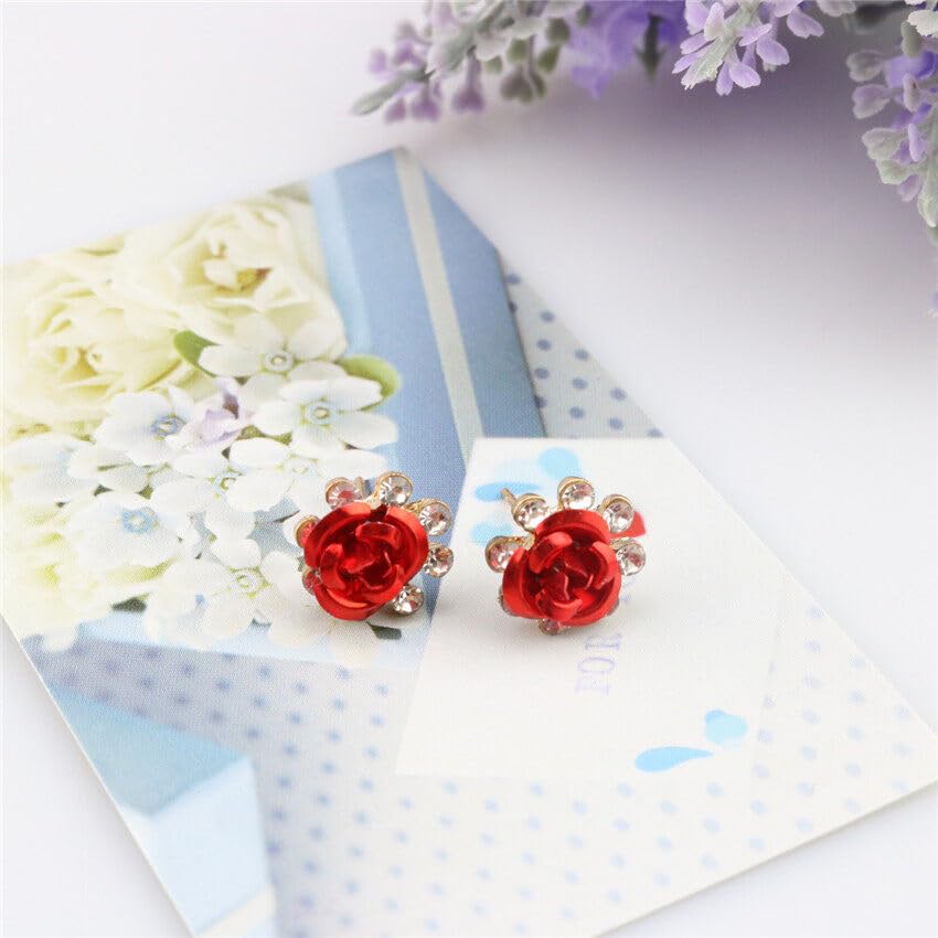 Elegant Rose Flower Stud Earrings for Women - Rose Red Charm Jewelry | Perfect for Valentine's Day Gifts, Anniversary Presents & Everyday Wear