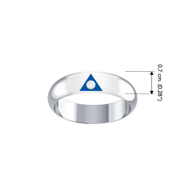 Al Anon Sterling Silver Band Ring with Blue Enamel - Elegant Recovery Jewelry for 12-Step Programs, Sobriety Gifts & Spiritual Support (TRI2564)
