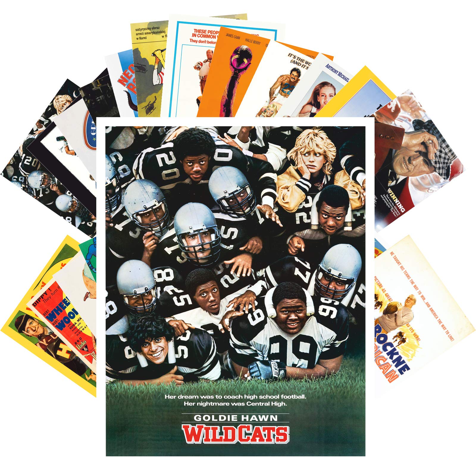 Vintage Football & Movie Poster Reprints - Set of 24 Collectible Sports & Cinema Postcards - Perfect for Home Decor, Gift Giving & Scrapbooking