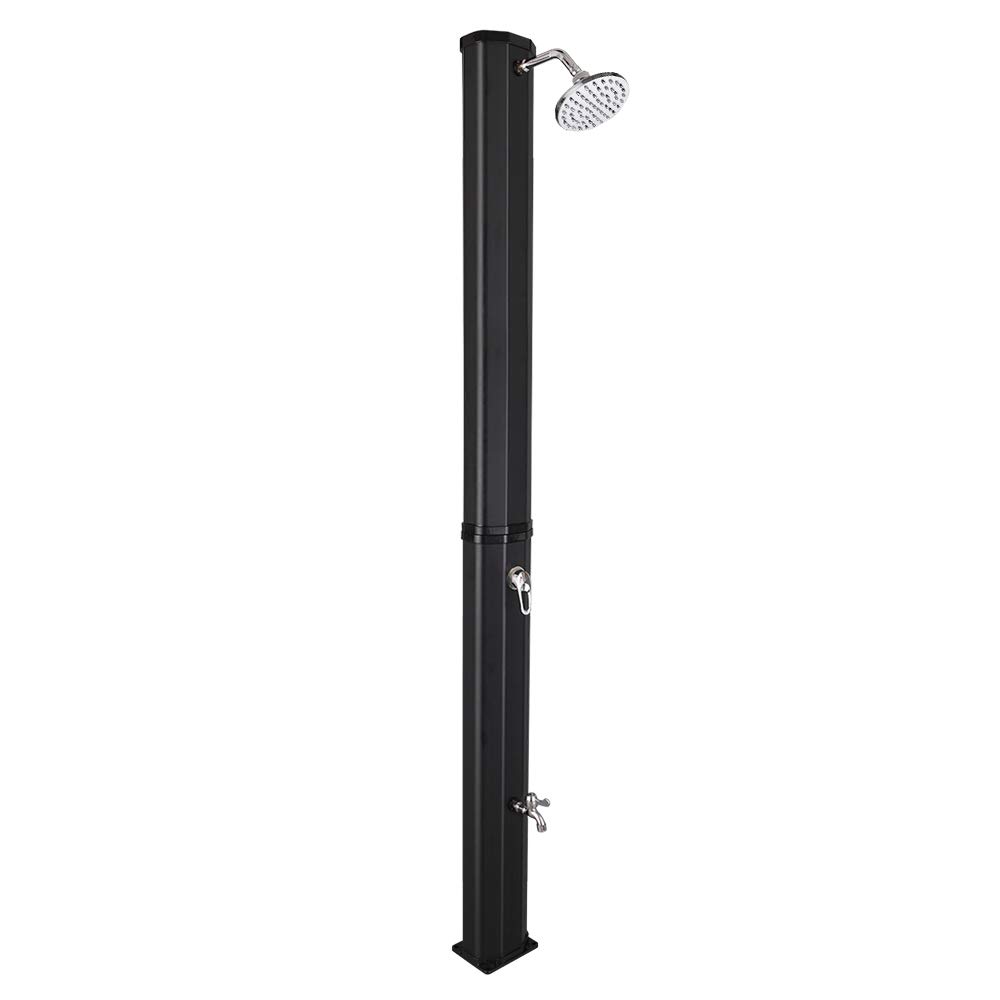 VINGLI 9.3 Gallon Solar Outdoor Shower with Adjustable Shower Head & Foot Tap - Portable Camping, Beach, Poolside, Backyard, RV & Garden Use - Black (35L)