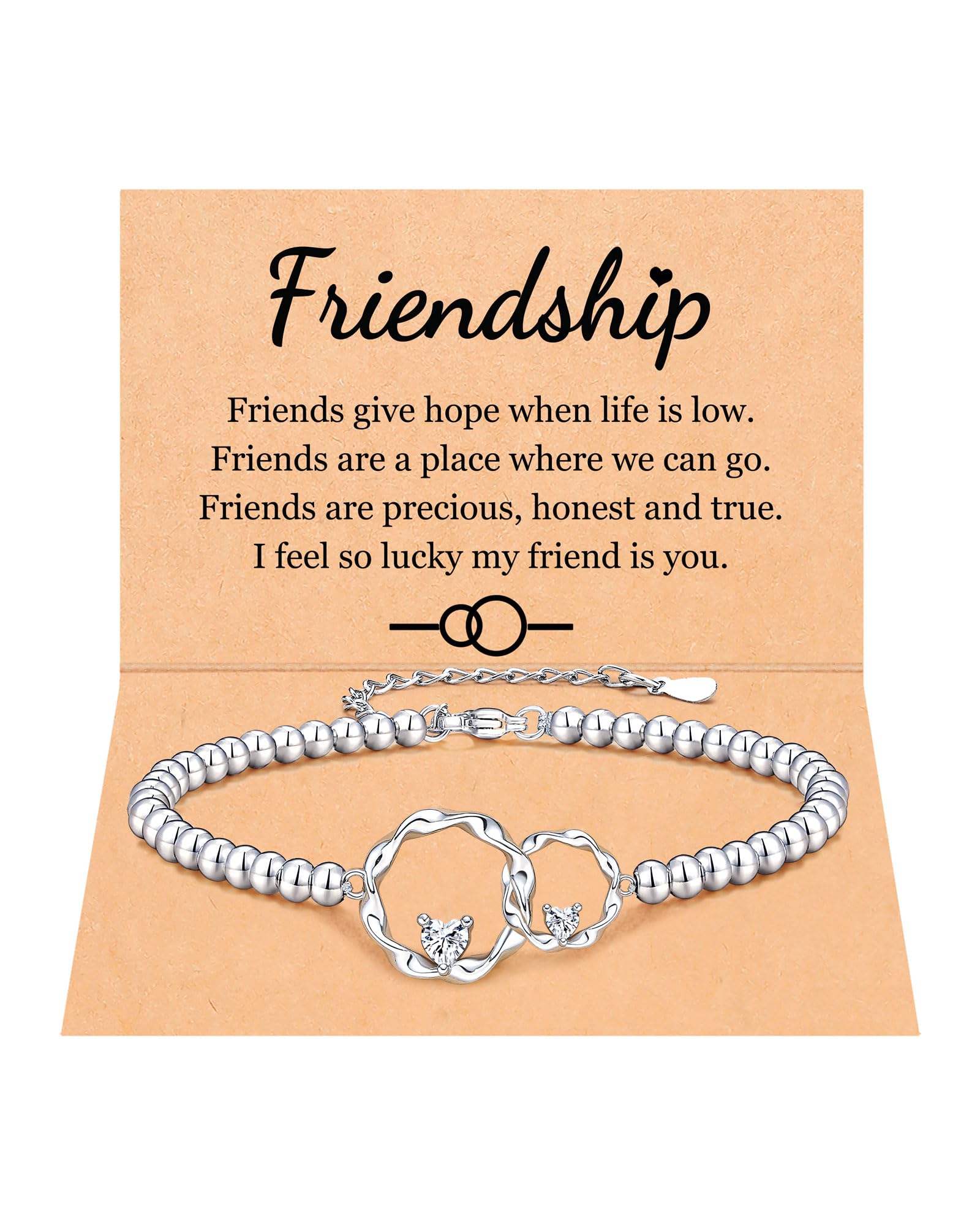 Interlocking 2 Circles Friendship Bracelet - Best Sister & Best Friend Gift for Christmas, Valentine's Day, Birthday - Women's Jewelry for Everyday Wear & Special Occasions