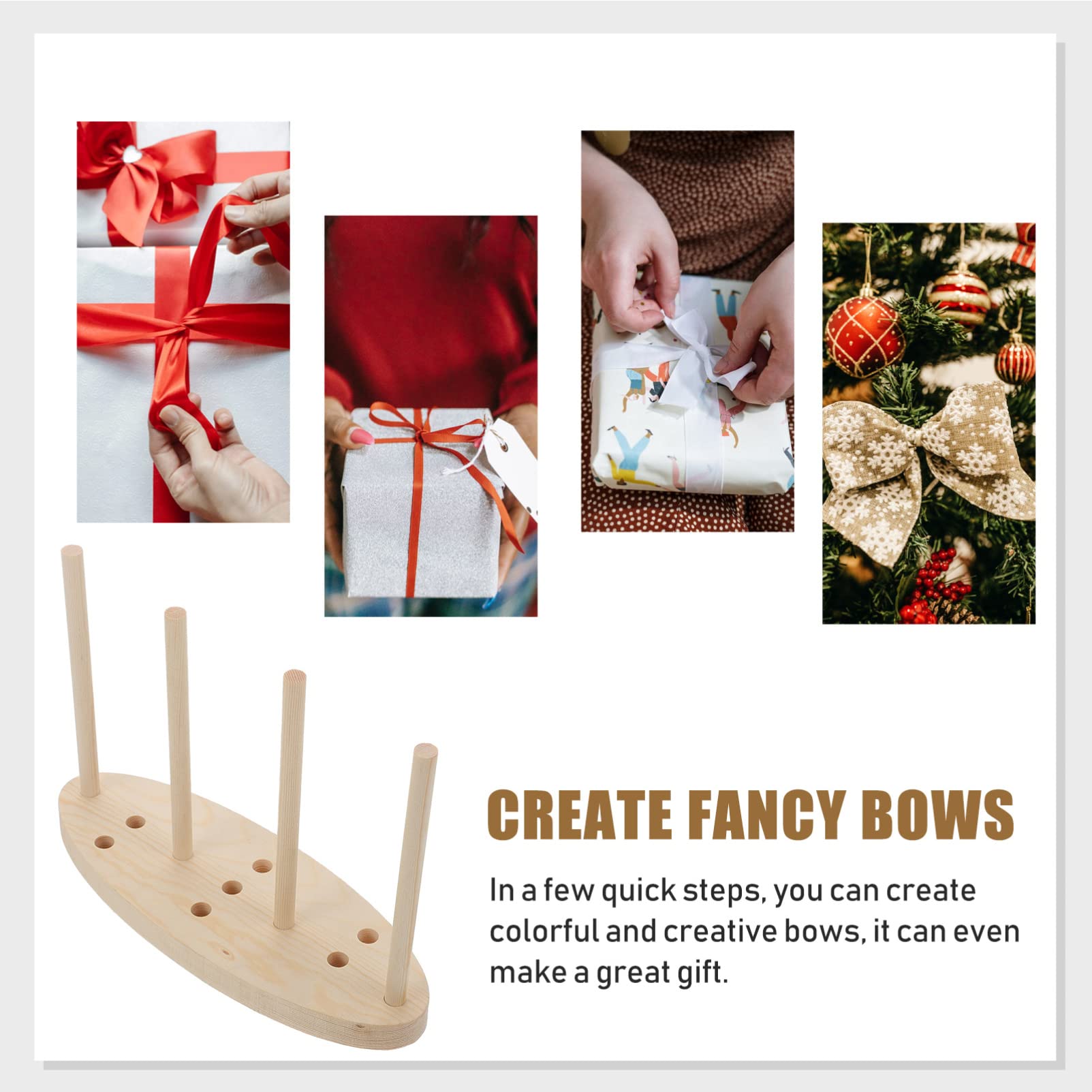 EXCEART Professional Corsage and Bow Maker Kit - DIY Ribbon Bow Making Tool with Wooden Wrist Toolkit for Homemade Bows, Wedding Decorations, Gift Wrapping & Craft Projects