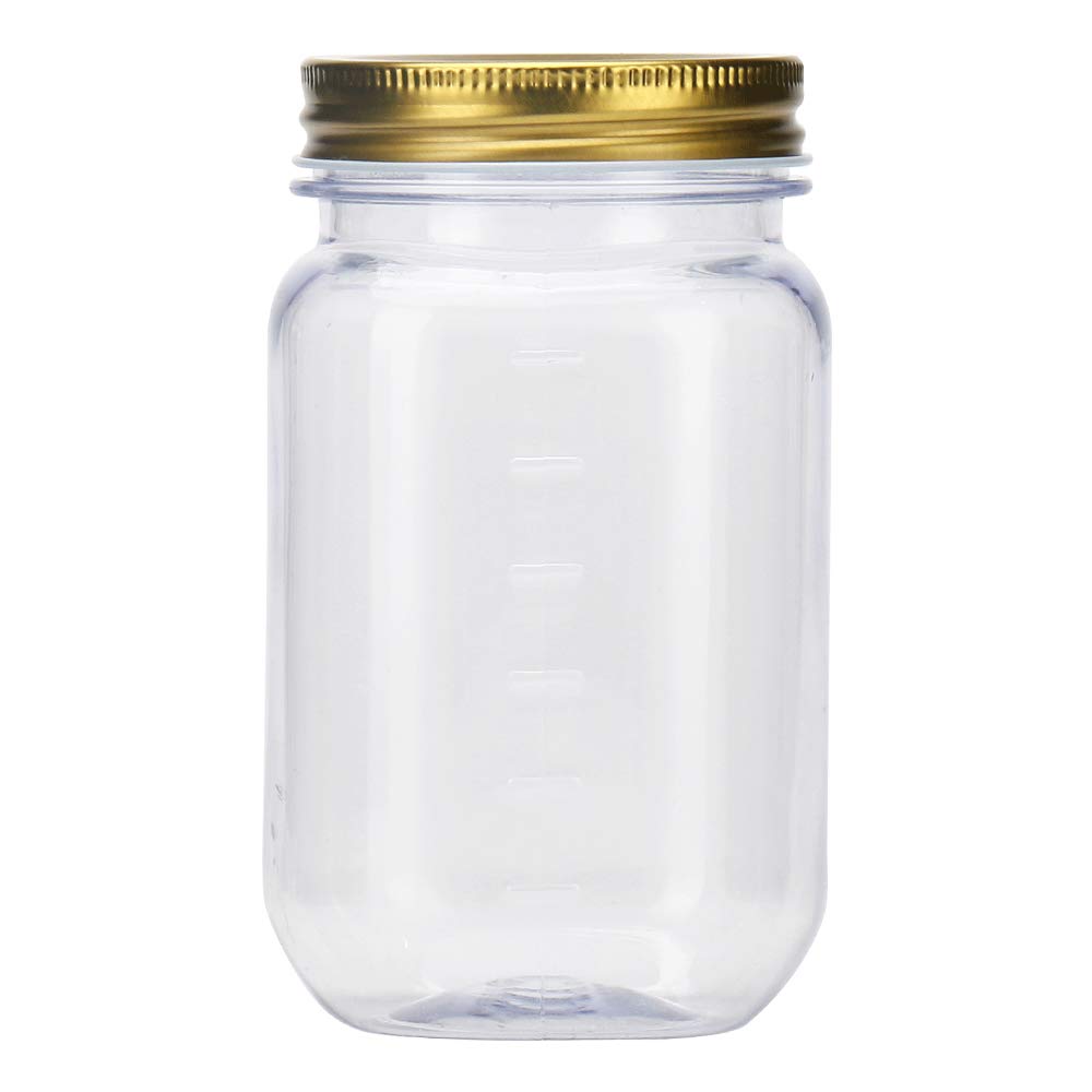 Novelinks 16oz Clear Plastic Jars with Gold Lids - 20 Pack BPA-Free Refillable Round Storage Containers for Kitchen Pantry Organization, Bathroom Essentials, Craft Supplies & Home Decor