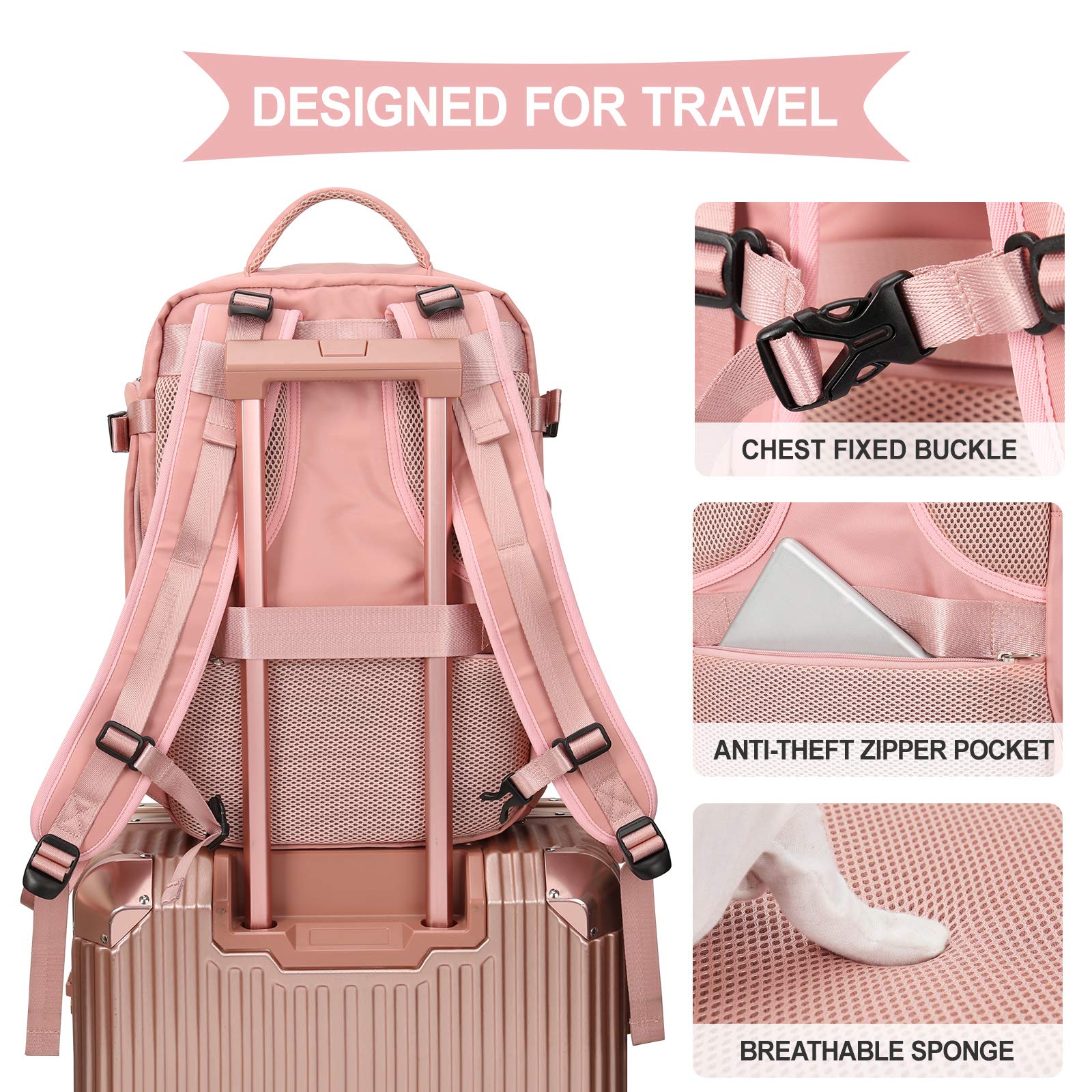 Coowoz Large Travel Backpack for Women & Men - Waterproof Carry On Backpack, Hiking Backpack for Outdoor Sports, Casual Daypack - Perfect for Air Travel, Camping, Hiking and Daily Commute
