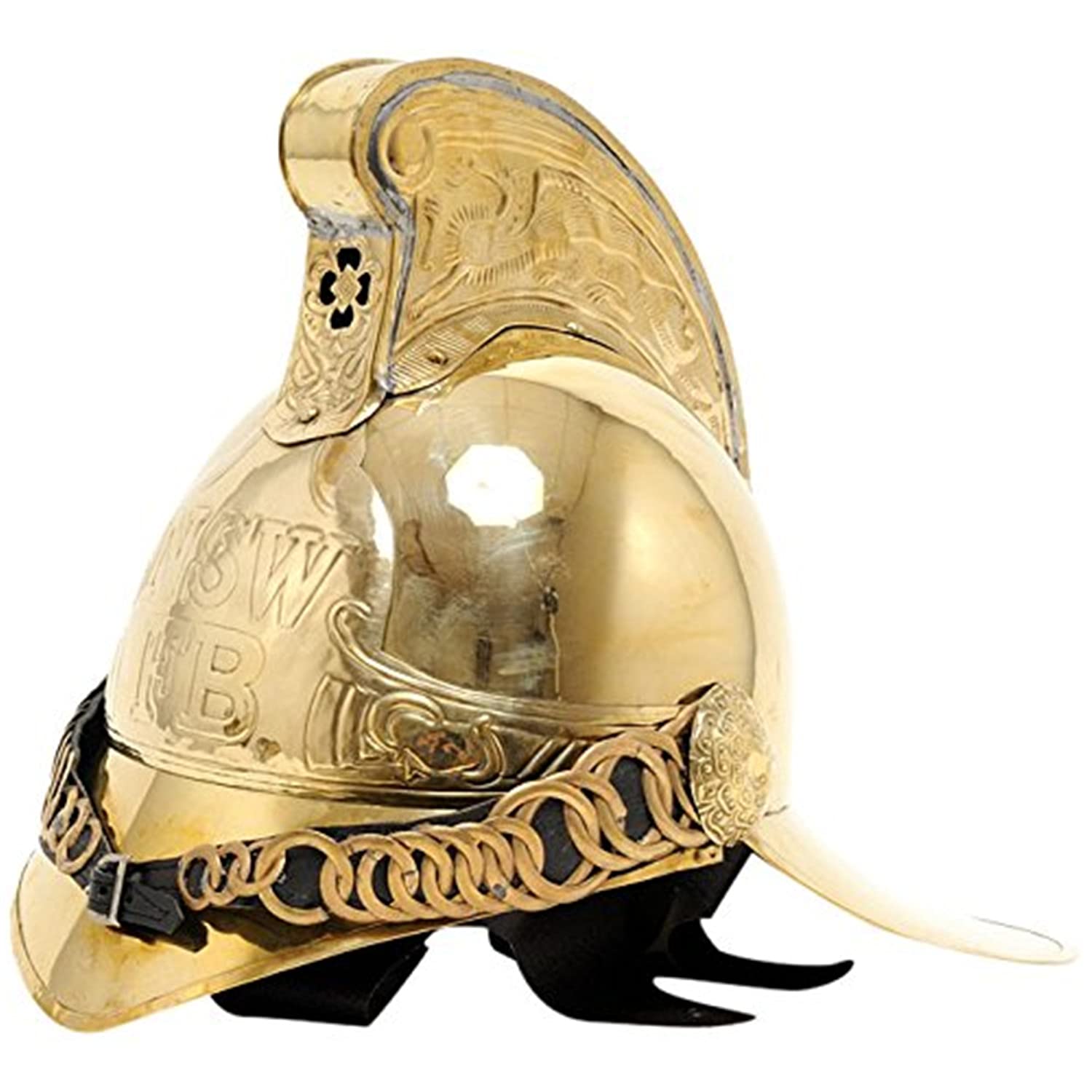 Victorian Era Brass Firefighter Officer Helmet - Antique Fireman Helmet Replica for Home Décor & Collectors - 12