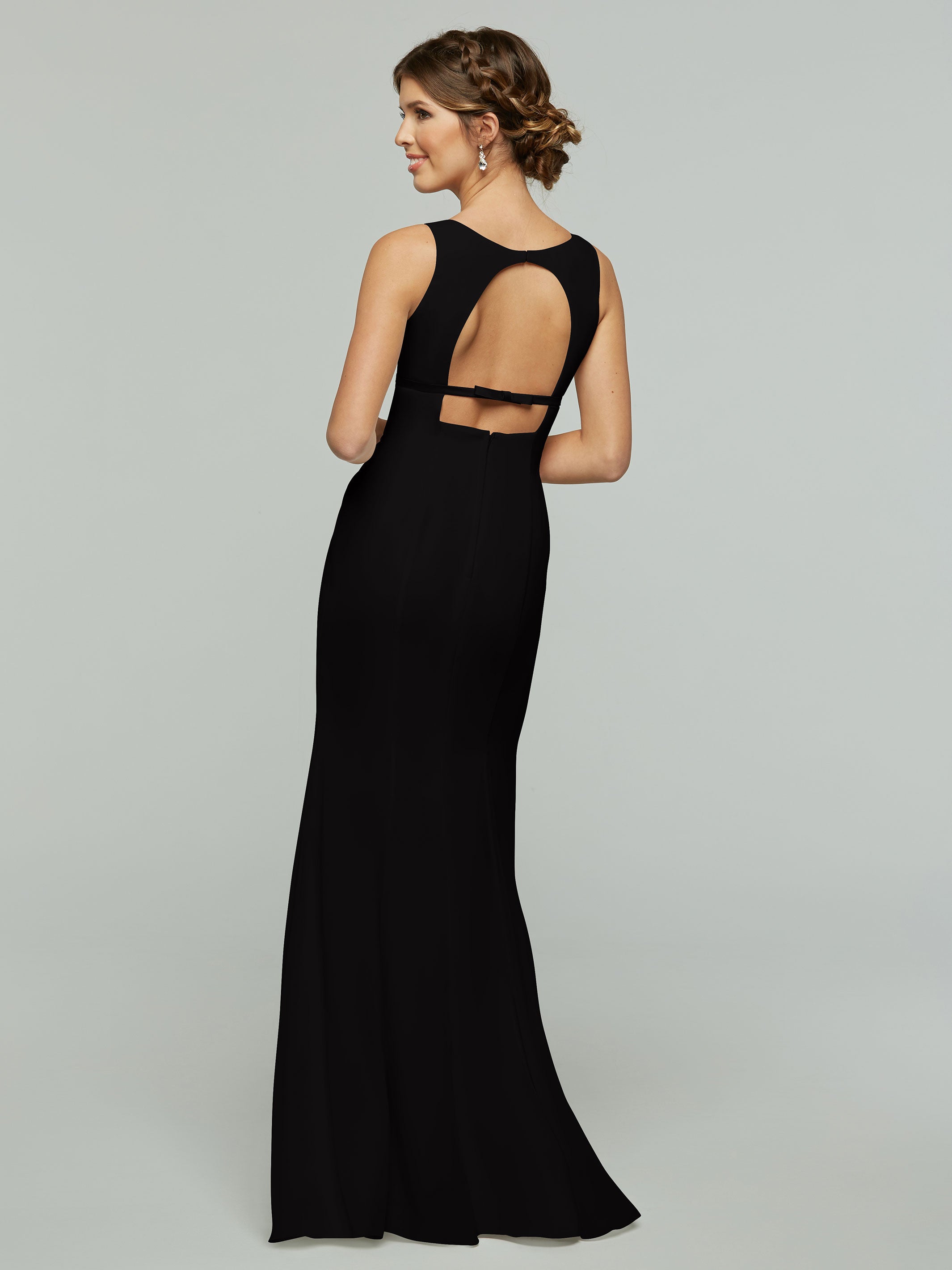 Elegant 80155 Fit and Flare Chiffon Bridesmaid Dress with V-Neck & Satin Ribbon - Perfect for Weddings, Proms, and Formal Events