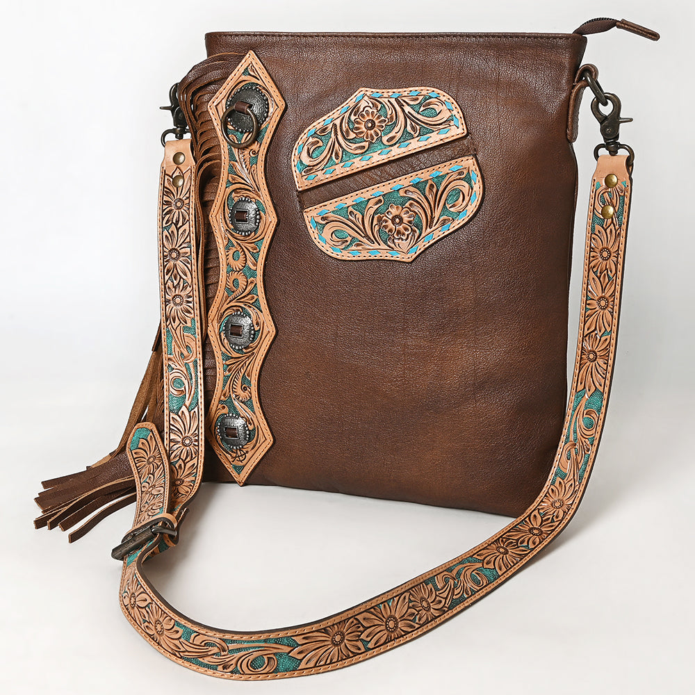 American Darling ADBG469 Genuine Leather Western Handbag - Hand-Tooled Women's Purse & Shoulder Bag for Cowgirl Style, Rodeo Events and Country Fashion