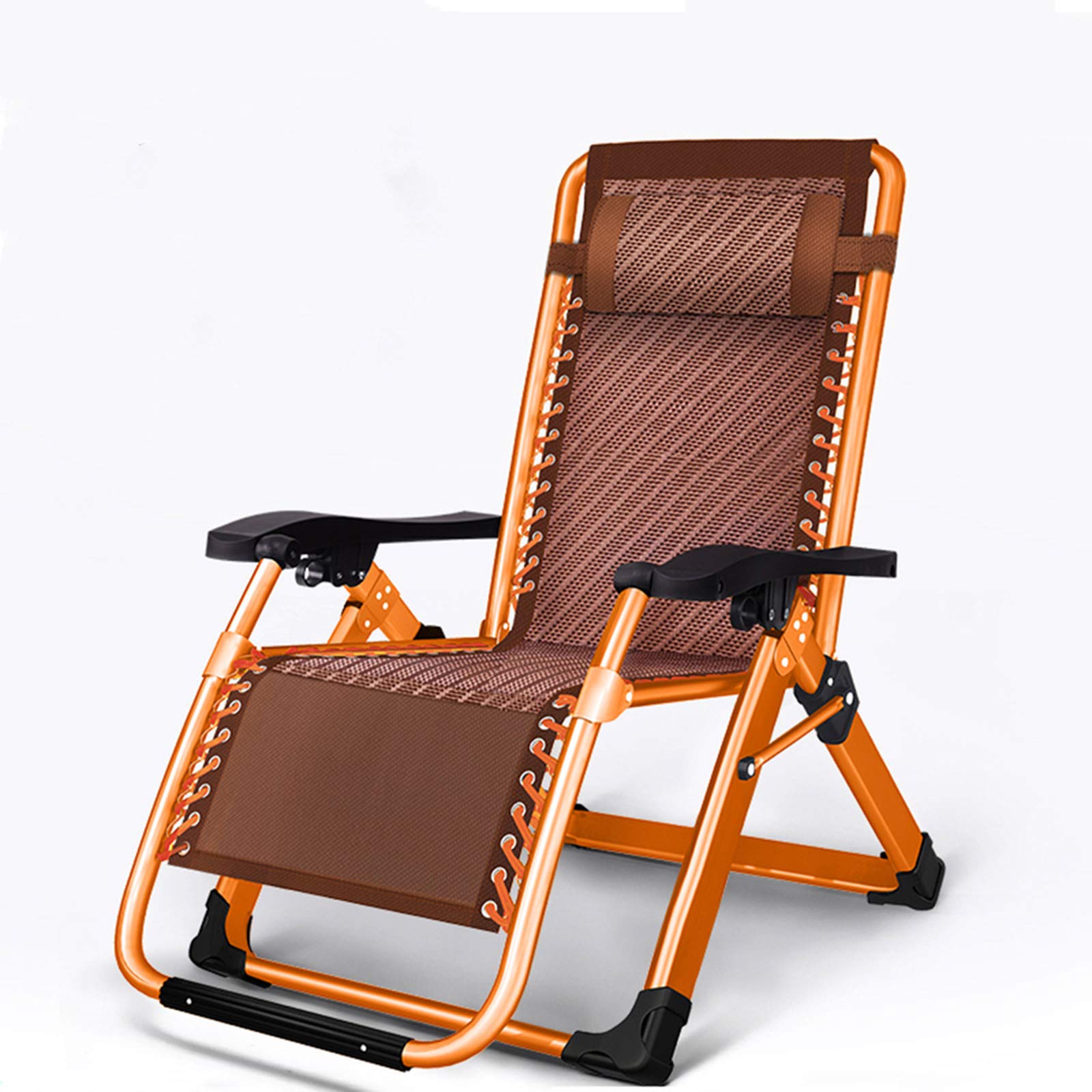 Folding Lounge Chair - Breathable & Reclining Patio Chair with 500lbs Capacity, Adjustable Zero Gravity Chaise Lounge - Durable Outdoor Furniture in Orange, Black, Brown - Perfect for Backyard, Poolside & Camping Relaxation