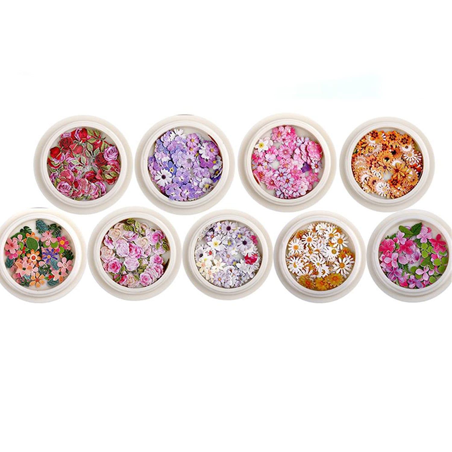 9 Boxes Nail Art Sequins - Glitter Flakes & Daisy Flowers for Romantic Nail Designs | DIY Manicure