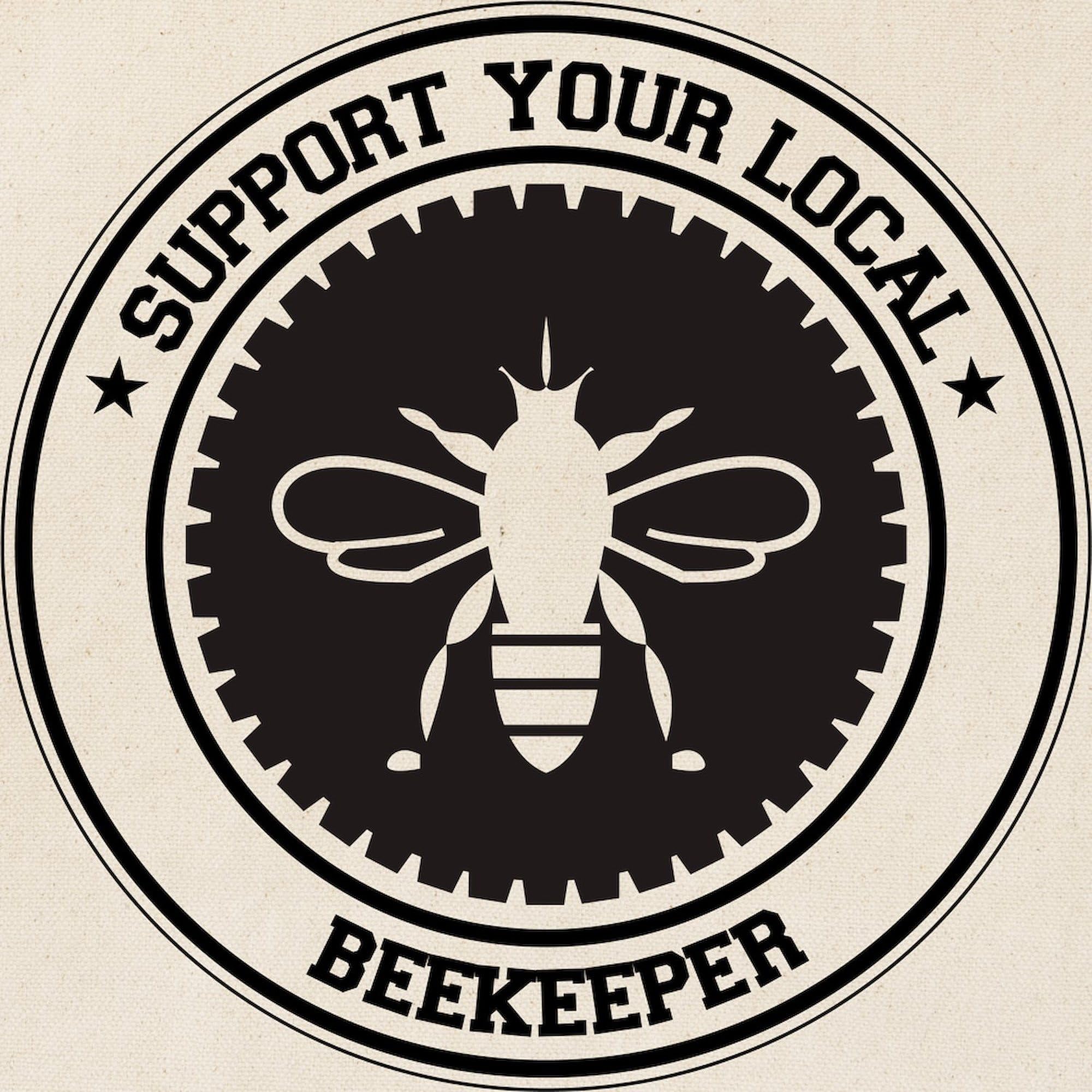 Beekeeper Tote Bag - Natural Canvas Reusable Shopping Bag with Support Beekeeper Design | Eco-Friendly Grocery Bag for Farmers Market, Beach & Daily Use
