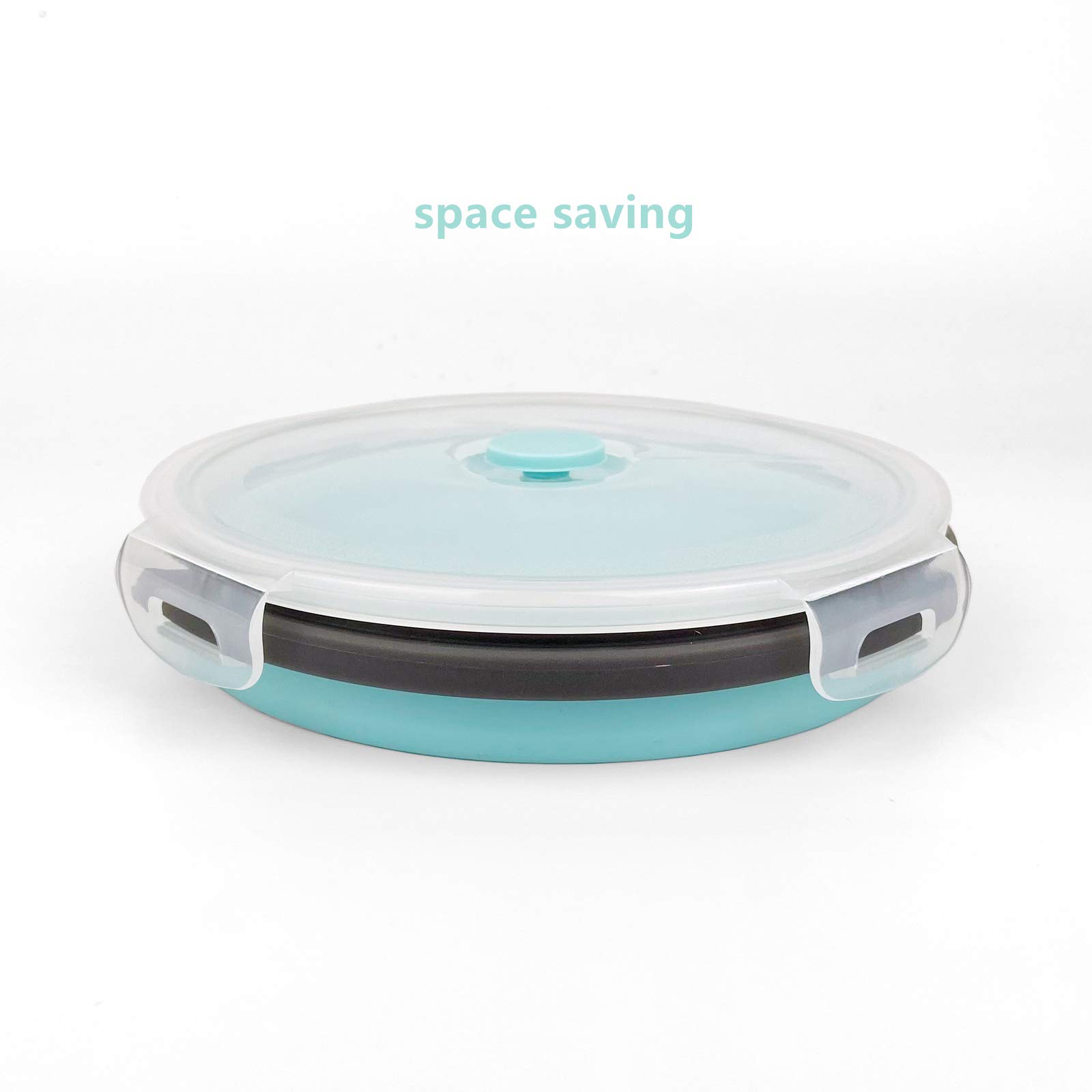 **CARTINTS 4-Pack Blue Collapsible Silicone Bowls with Airtight Lids – Microwave & Freezer Safe Food Storage Containers for Camping, Travel, and Meal Prep**