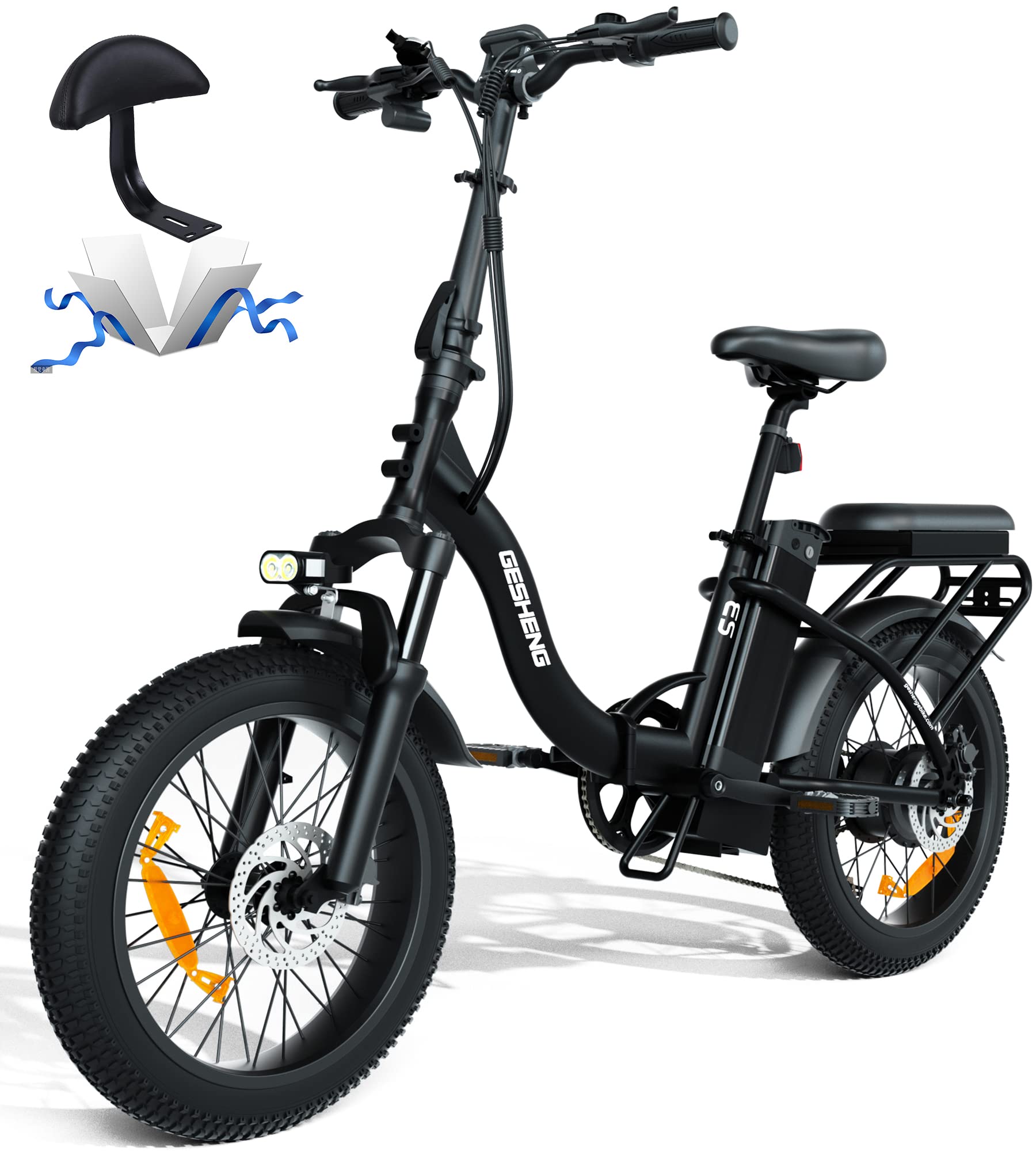 TESGO 20 Inch Fat Tire Folding Electric Bike for Adults - 500W Motor, 48V 13Ah Battery, Shimano 7 Speed - Perfect for City Commuting, Beach Rides & Urban Adventures (E-Bike for Women & Men)