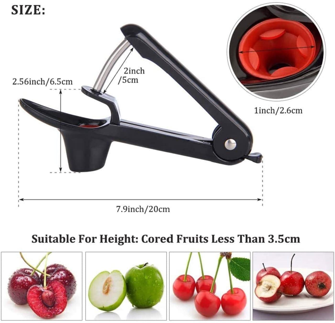 2-Pack Cherry Pitter Tool - Stainless Steel Cherry Pit Remover & Multi-Functional Fruit Corer for Cherries, Olives, Plums - Perfect for Jam Making, Baking and Canning (Black)